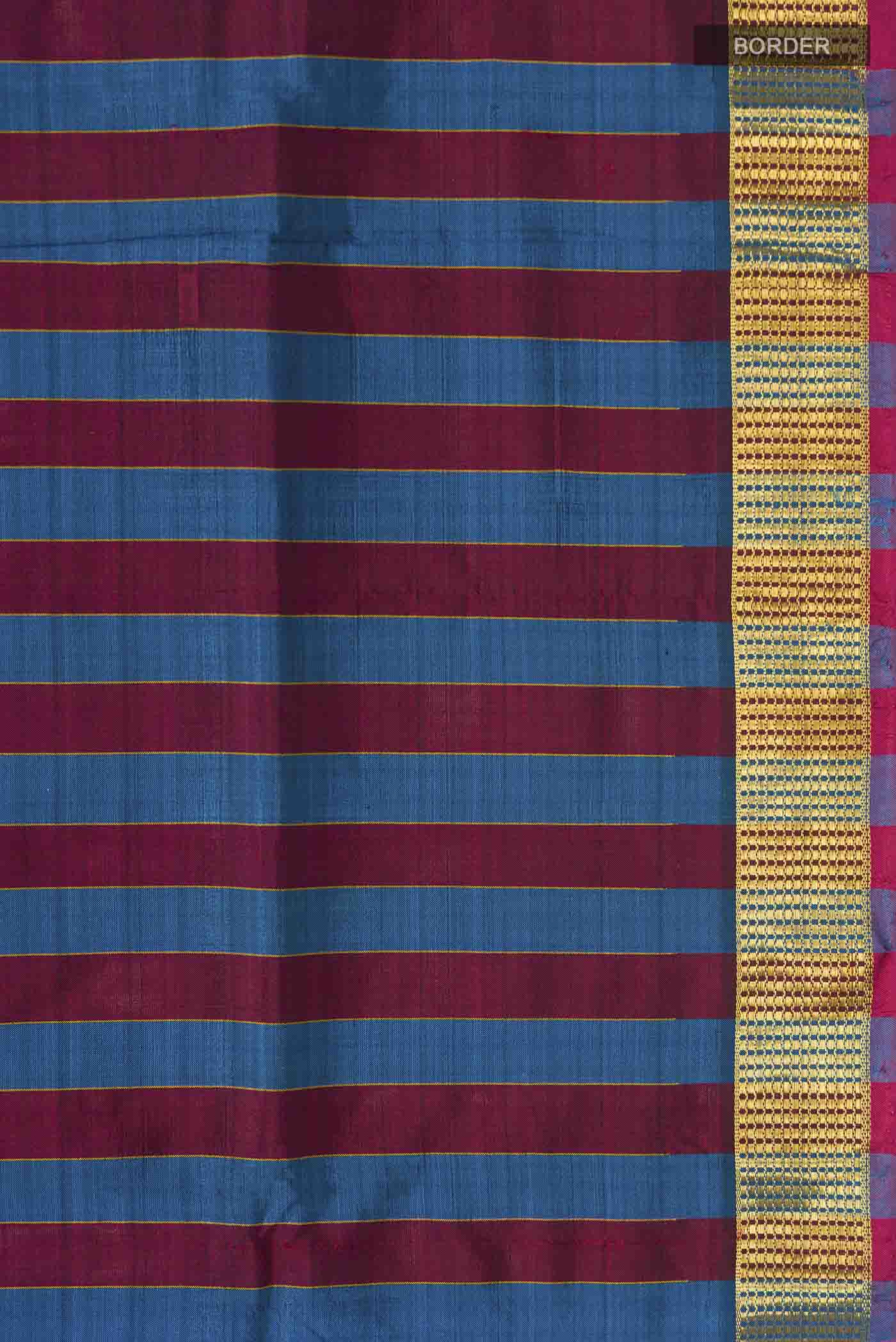 Multi Color Kanjivaram Silk Nine Yards Saree - Image 3