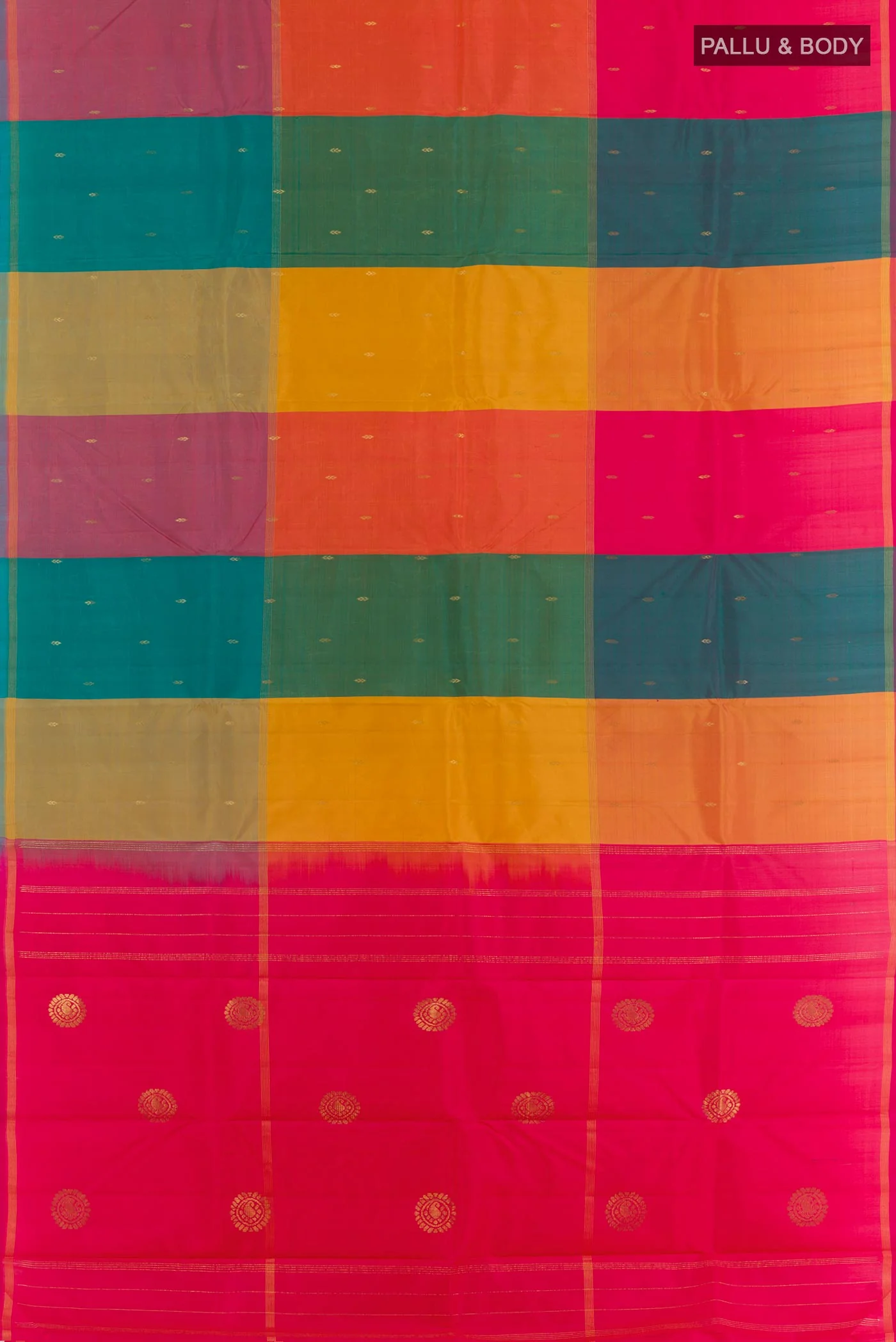 Multi Color Kanchipuram Silk Saree - Image 3