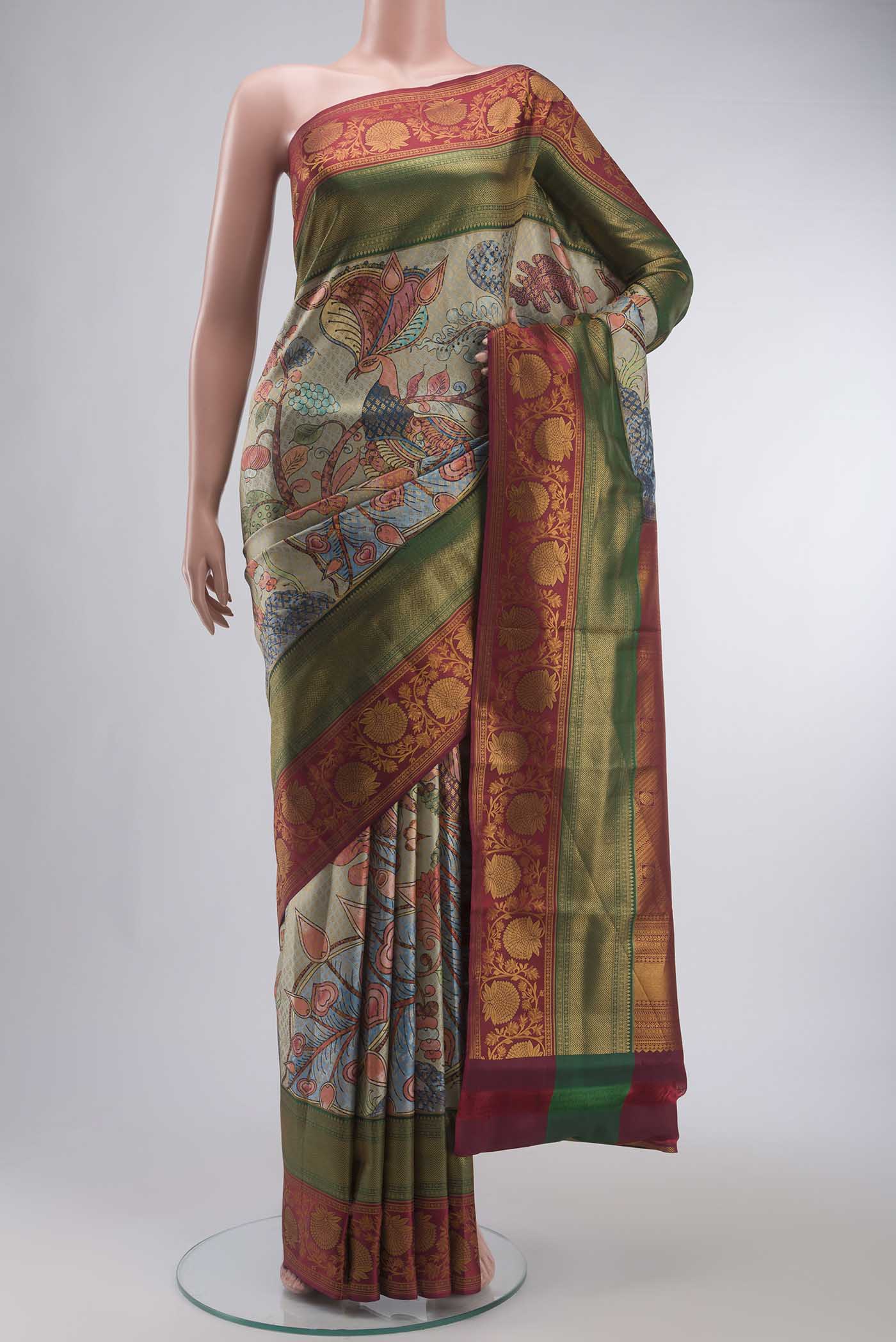 Multi Color Kanjivaram Silk Saree