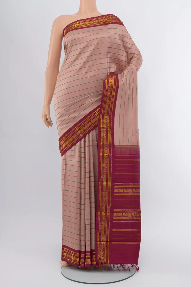 Rose Gold Kanjivaram Silk Saree