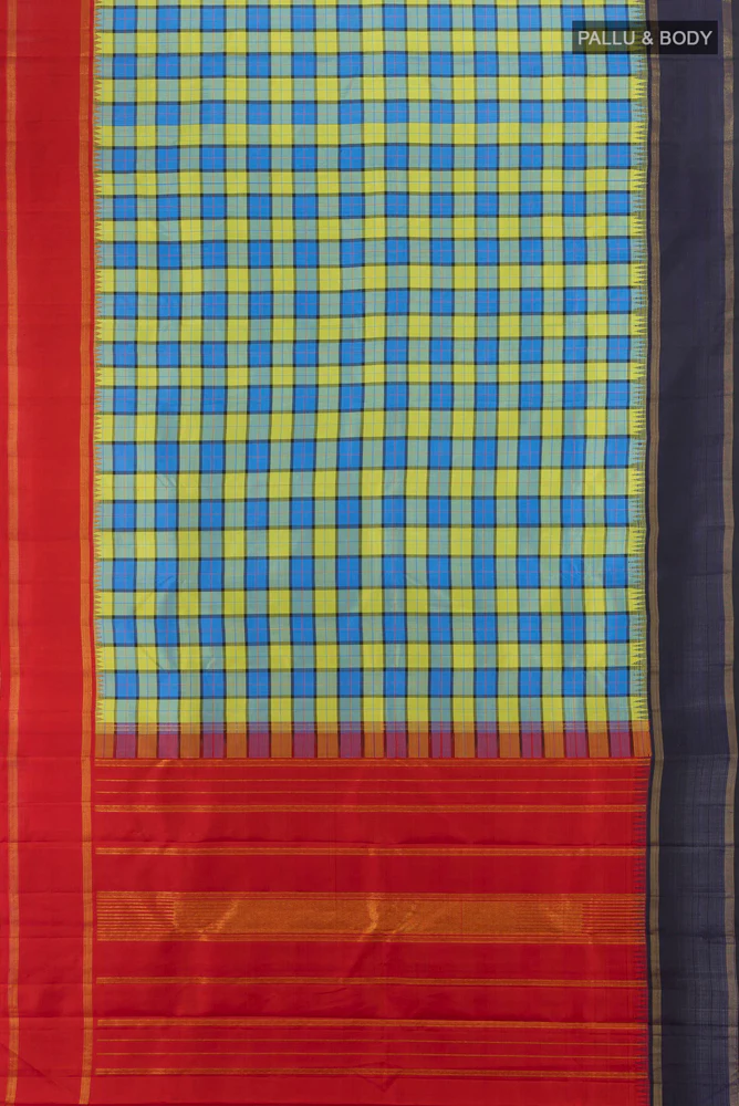 Pure Silk Pure Zari Multi Color Kanjivaram Saree - Image 5