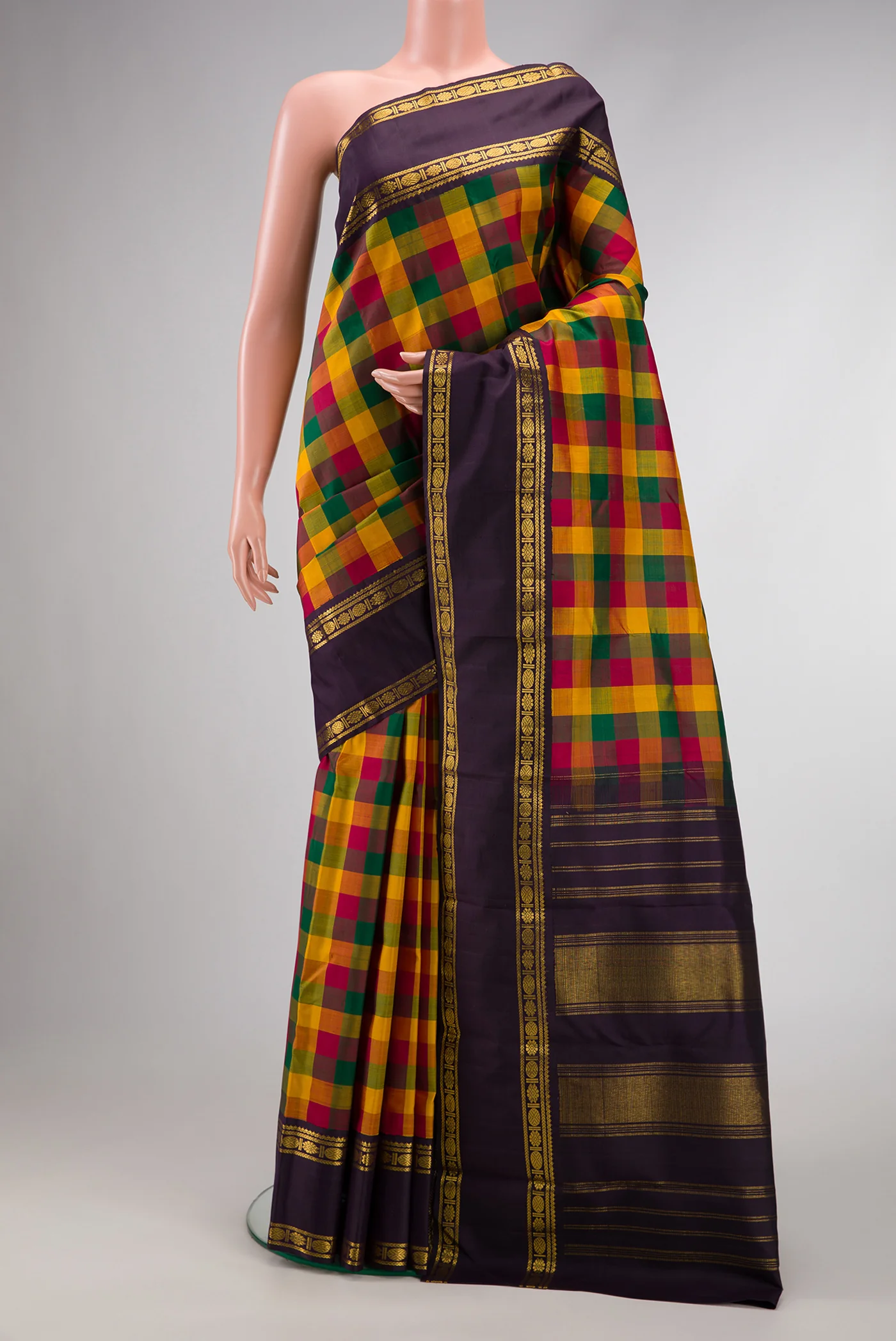 Pure Silk Pure Zari Multi Color Kanjivaram Saree