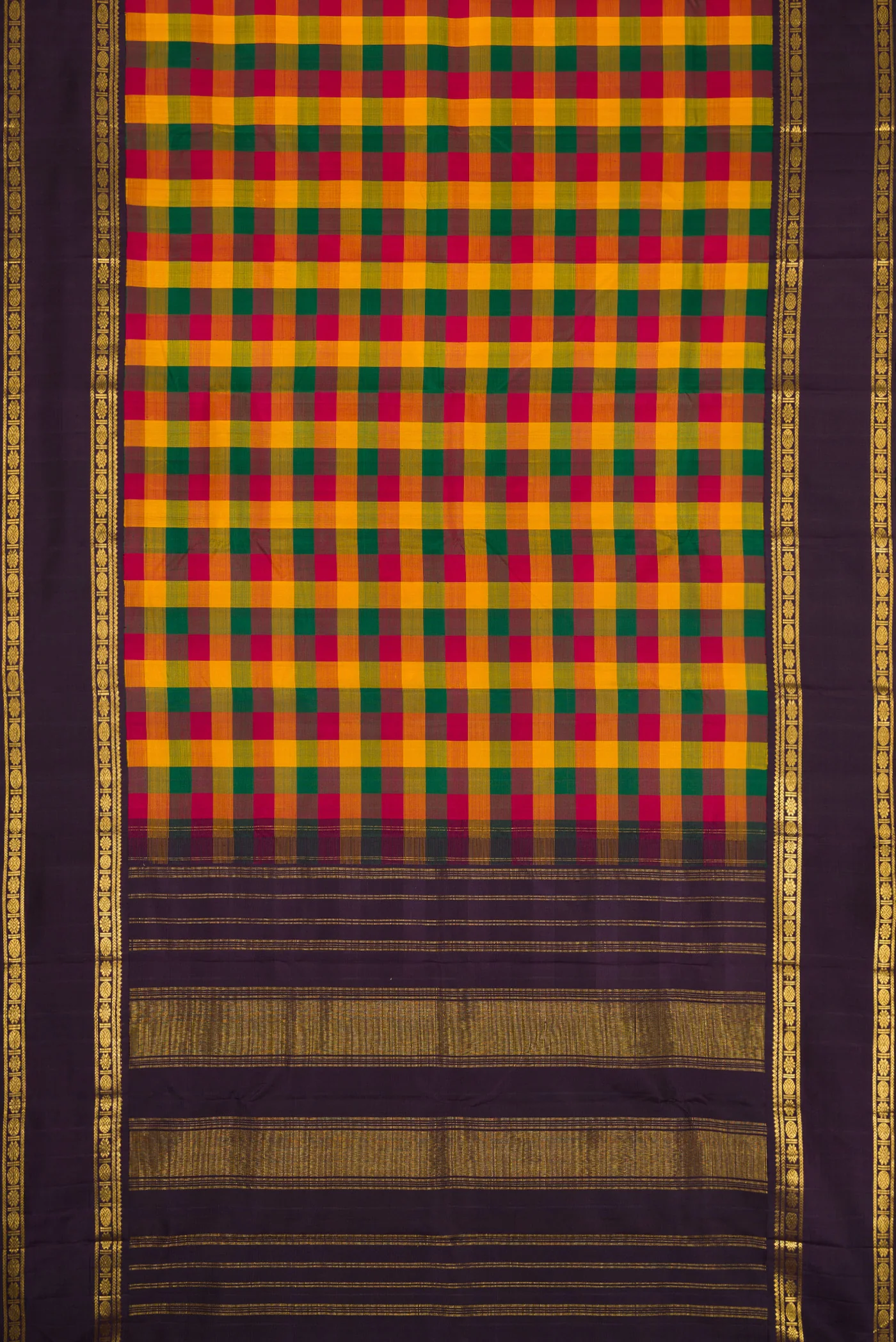 Pure Silk Pure Zari Multi Color Kanjivaram Saree - Image 6