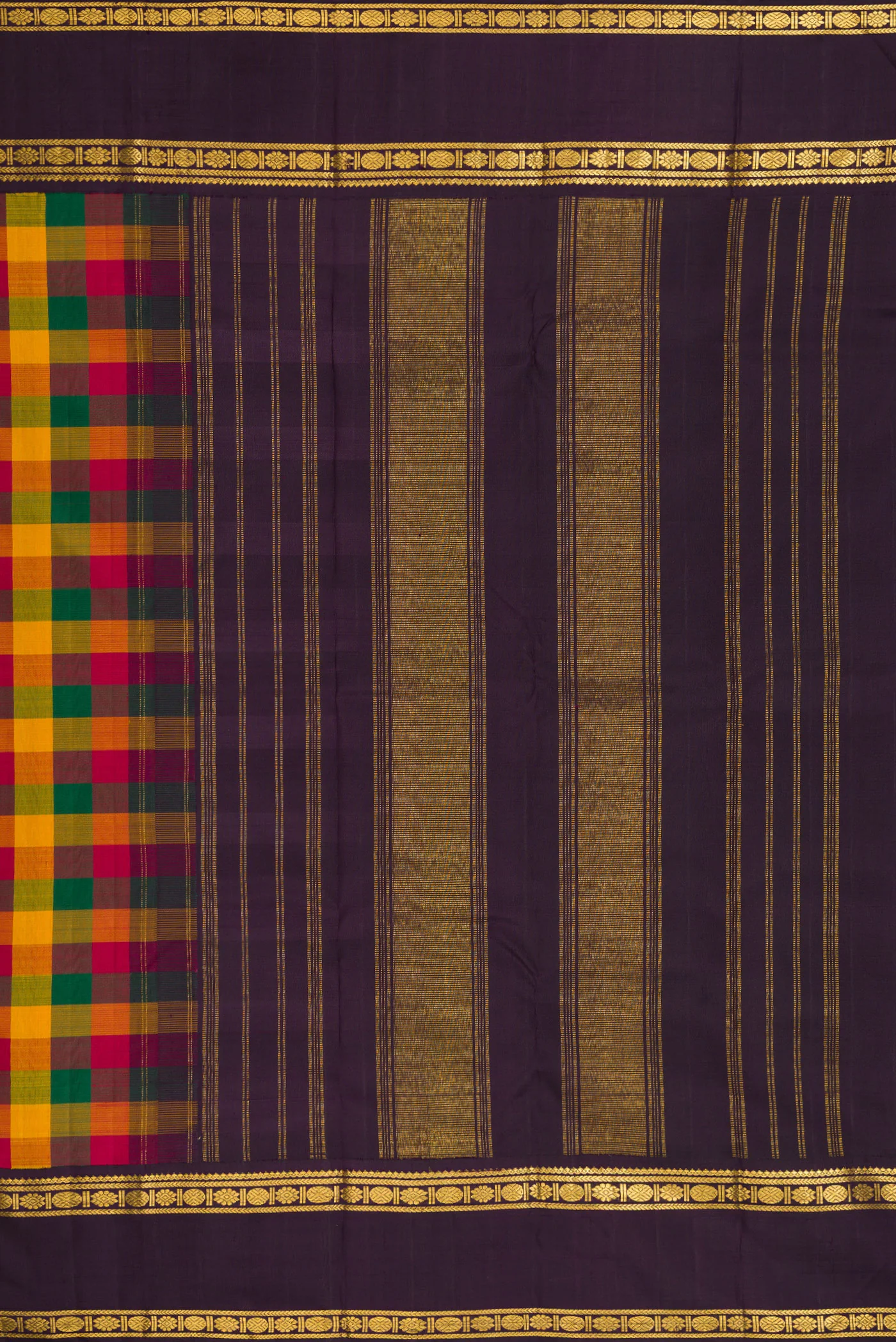 Pure Silk Pure Zari Multi Color Kanjivaram Saree - Image 7
