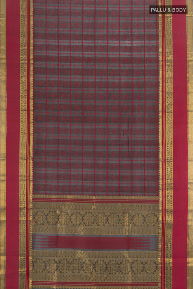 Black Silk Cotton Saree - Image 5
