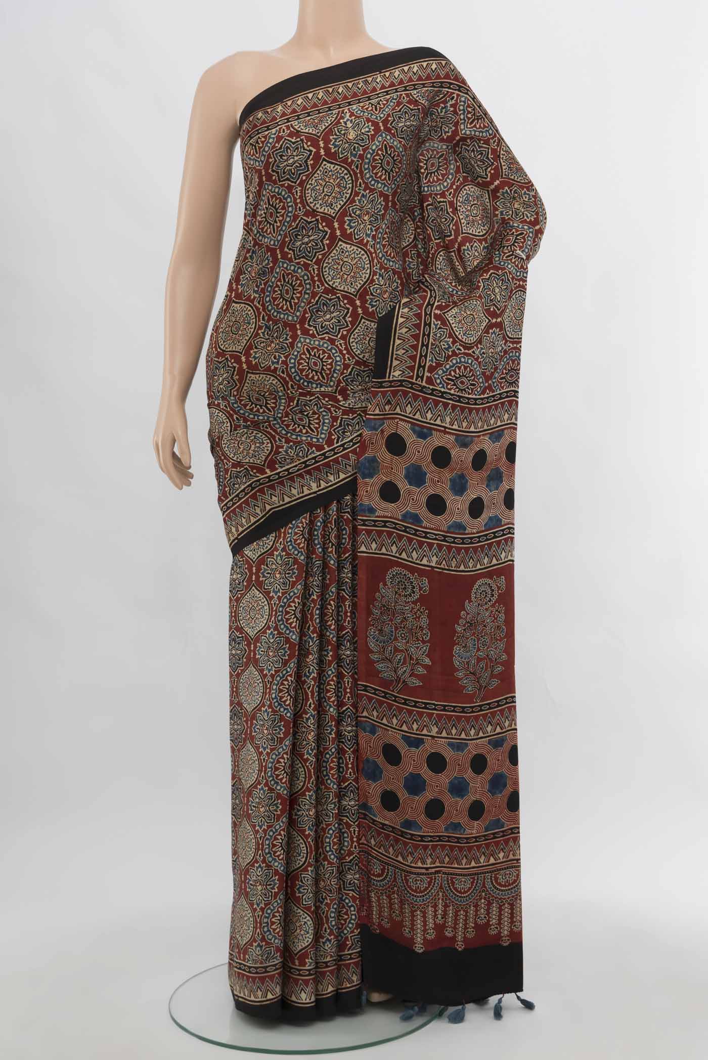 Coffee Brown Blended Satin Silk Saree