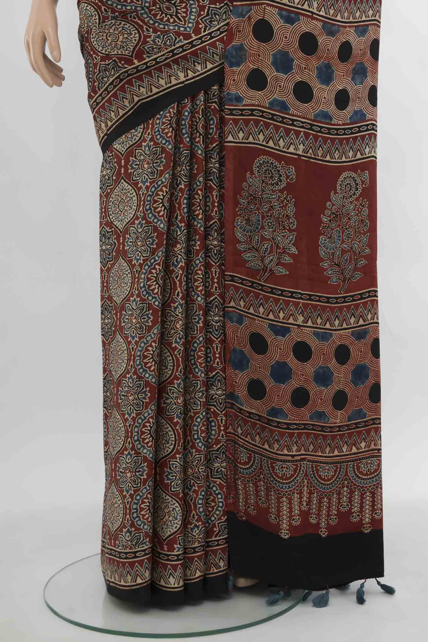 Coffee Brown Blended Satin Silk Saree - Image 3