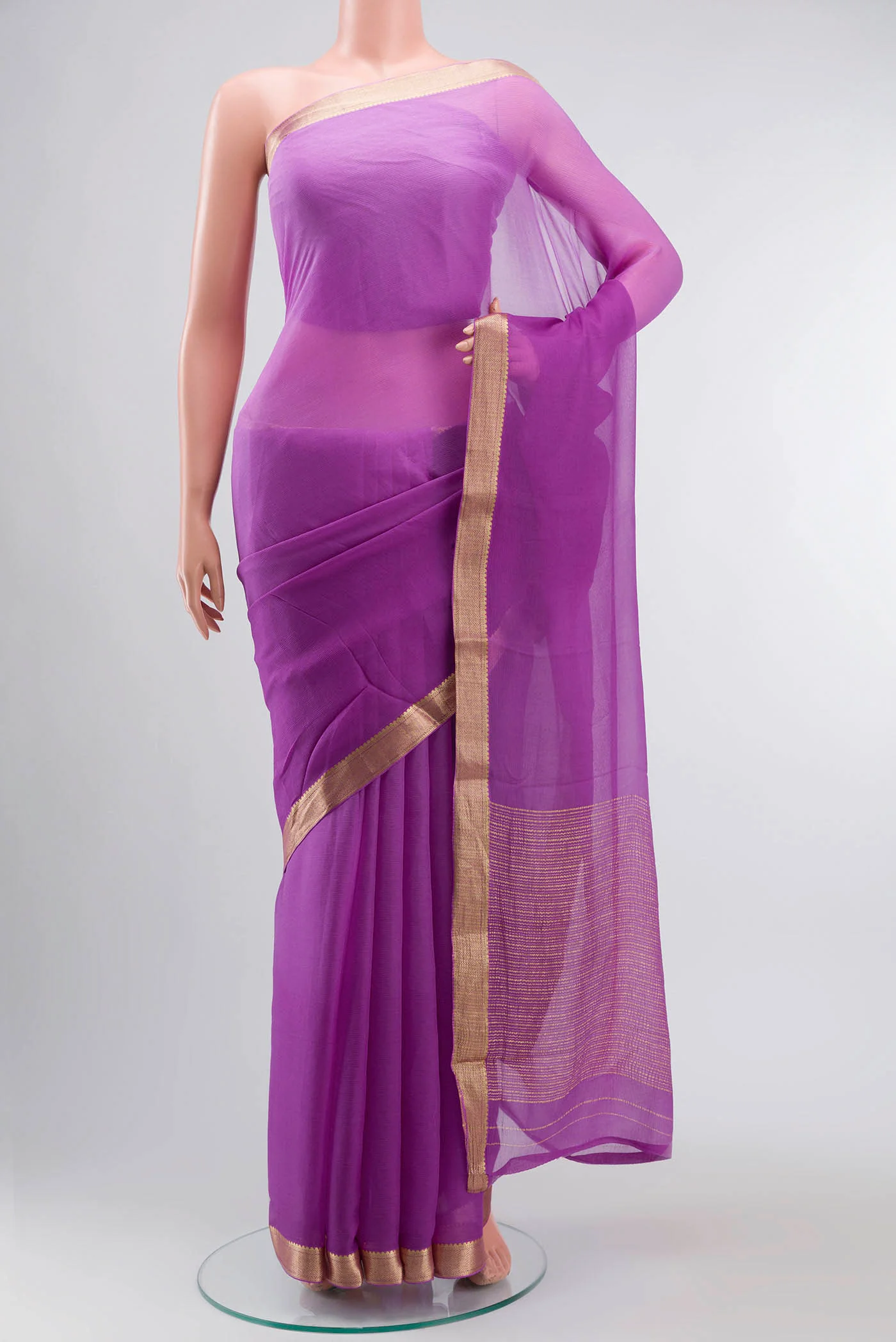 Violet Mysore Chiffon Saree