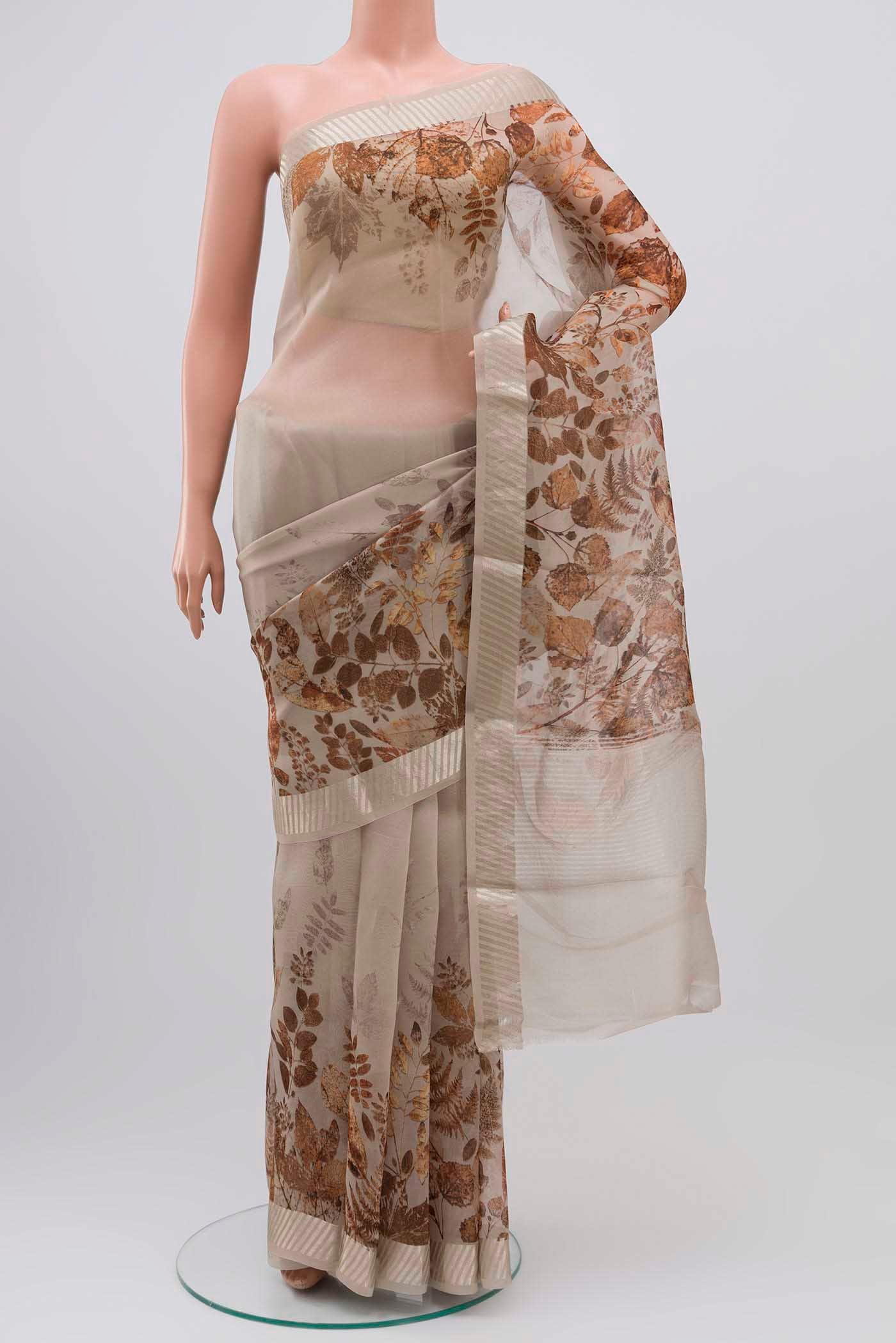 Grey Organza Silk Saree