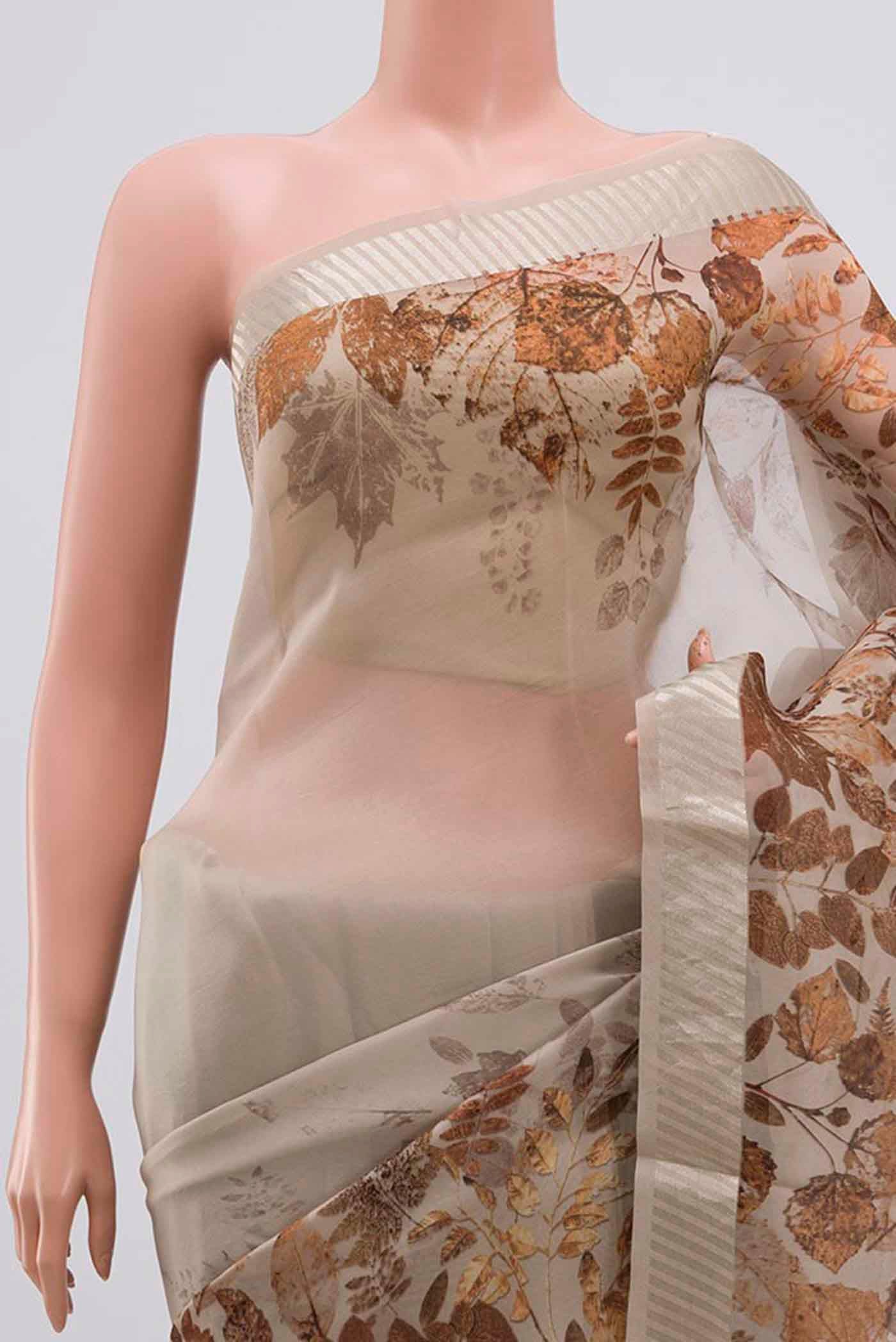 Grey Organza Silk Saree - Image 2