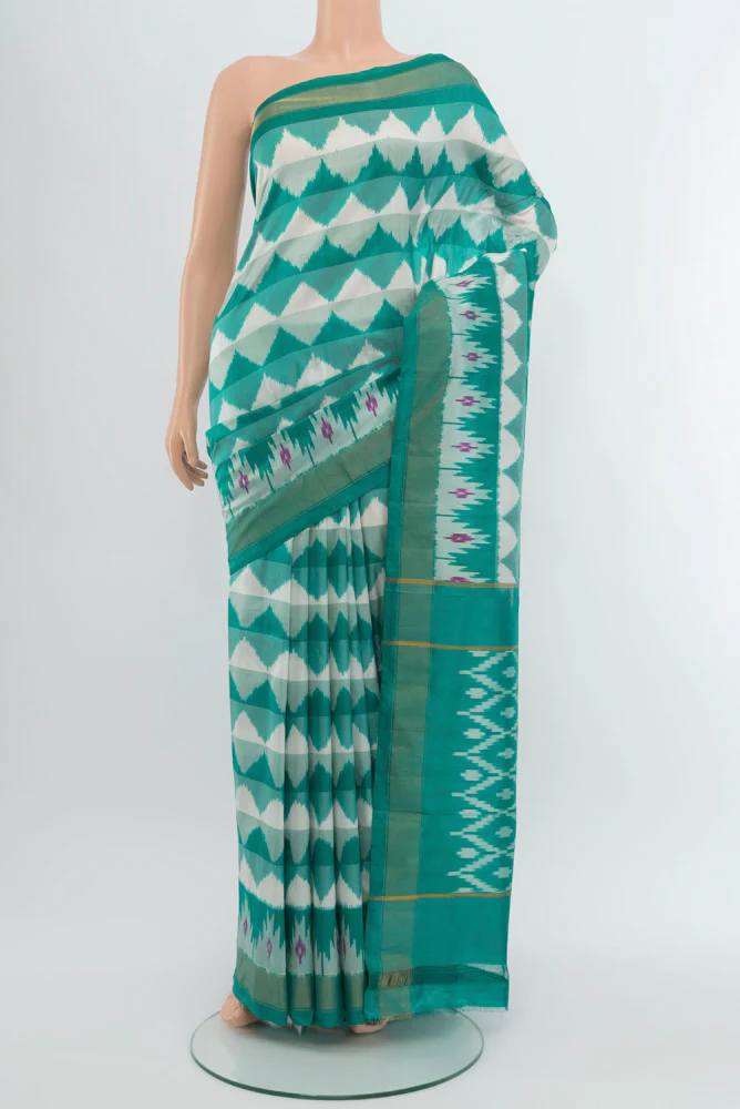 Turquoise Pochampally Silk Saree