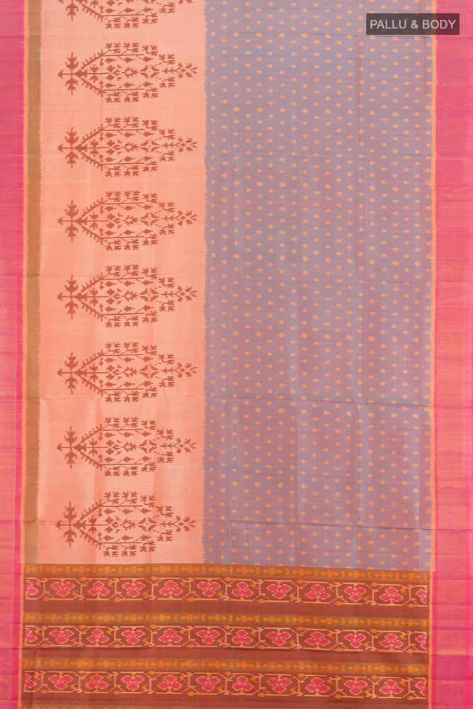 Light Blue with Pink Color Rajkot Patola Silk Saree - Image 5