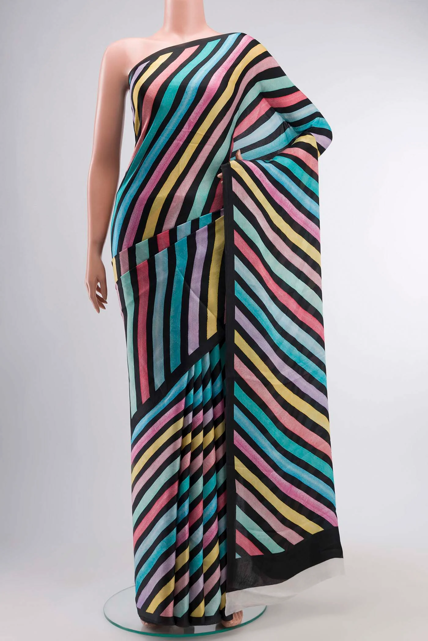 Multi Color Satin Crepe Saree