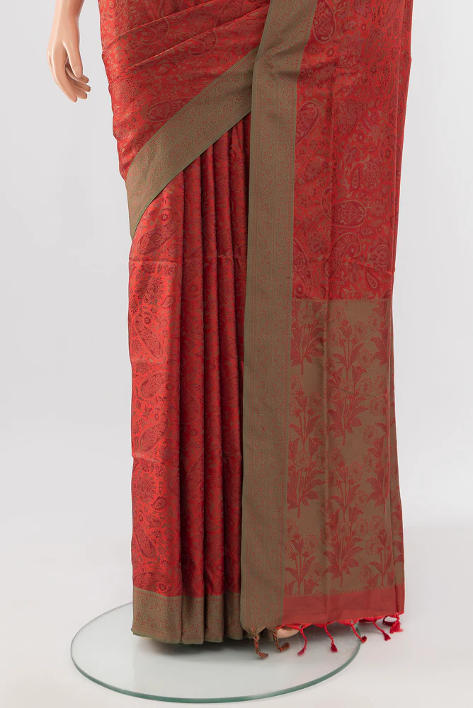 Red Soft Silk Saree - Image 3