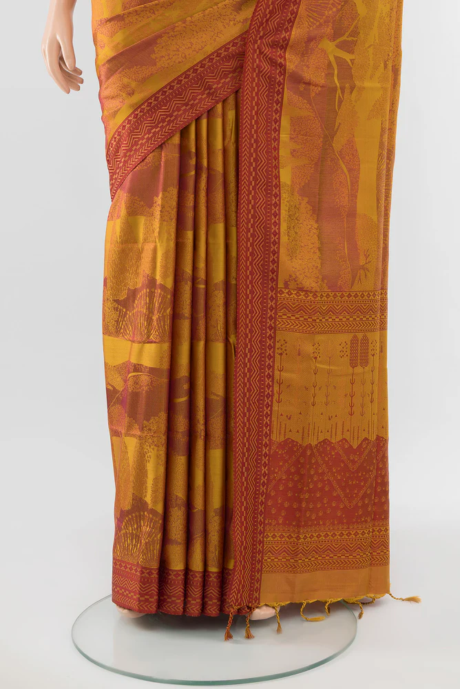 Mustard Soft Silk Saree - Image 3