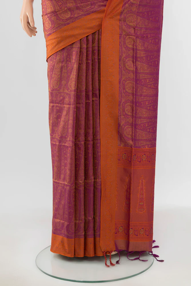 Magenta Soft Silk Saree - Image 3