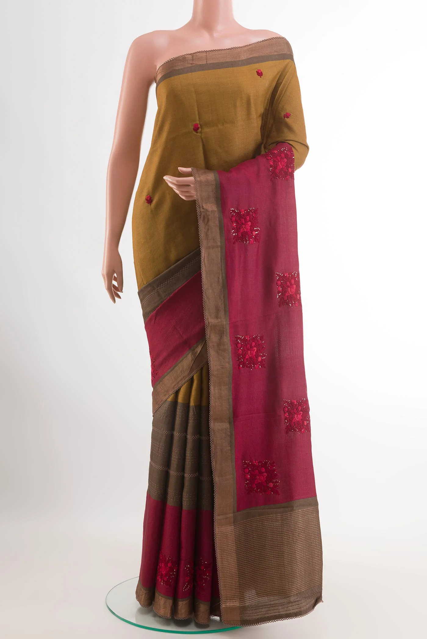 Multi Color Tussar Silk Saree