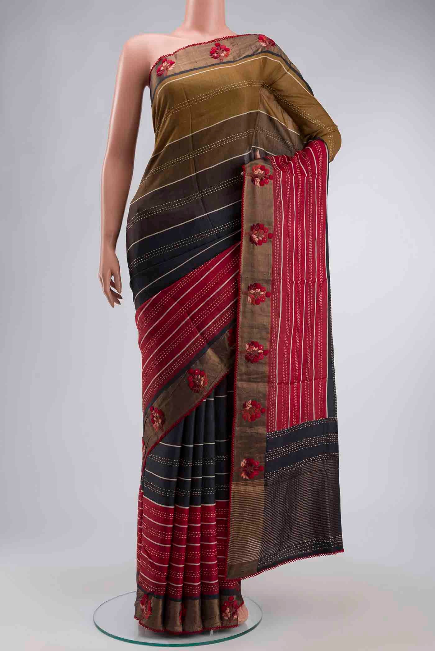 Multi Color Tussar Silk Saree