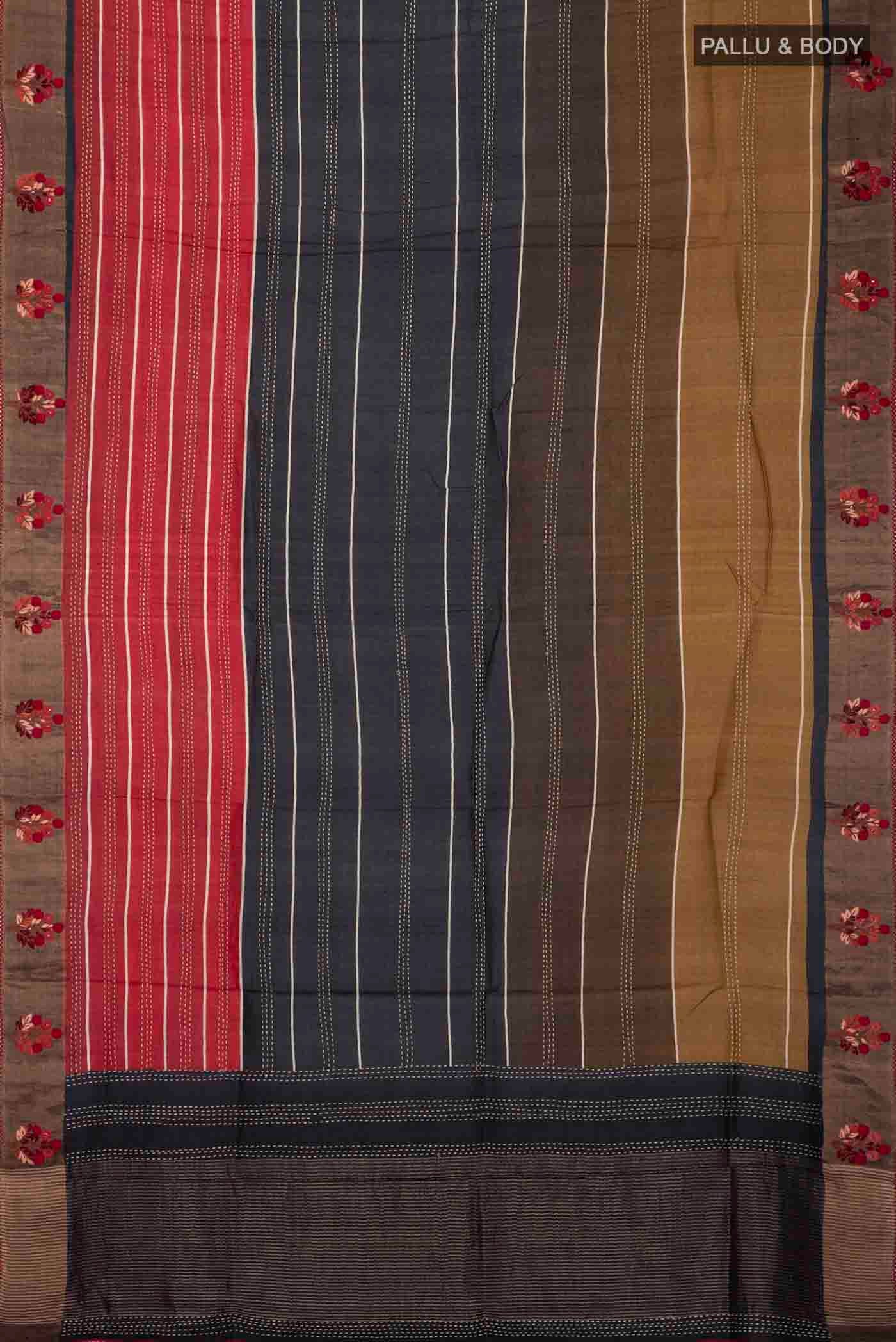 Multi Color Tussar Silk Saree - Image 6