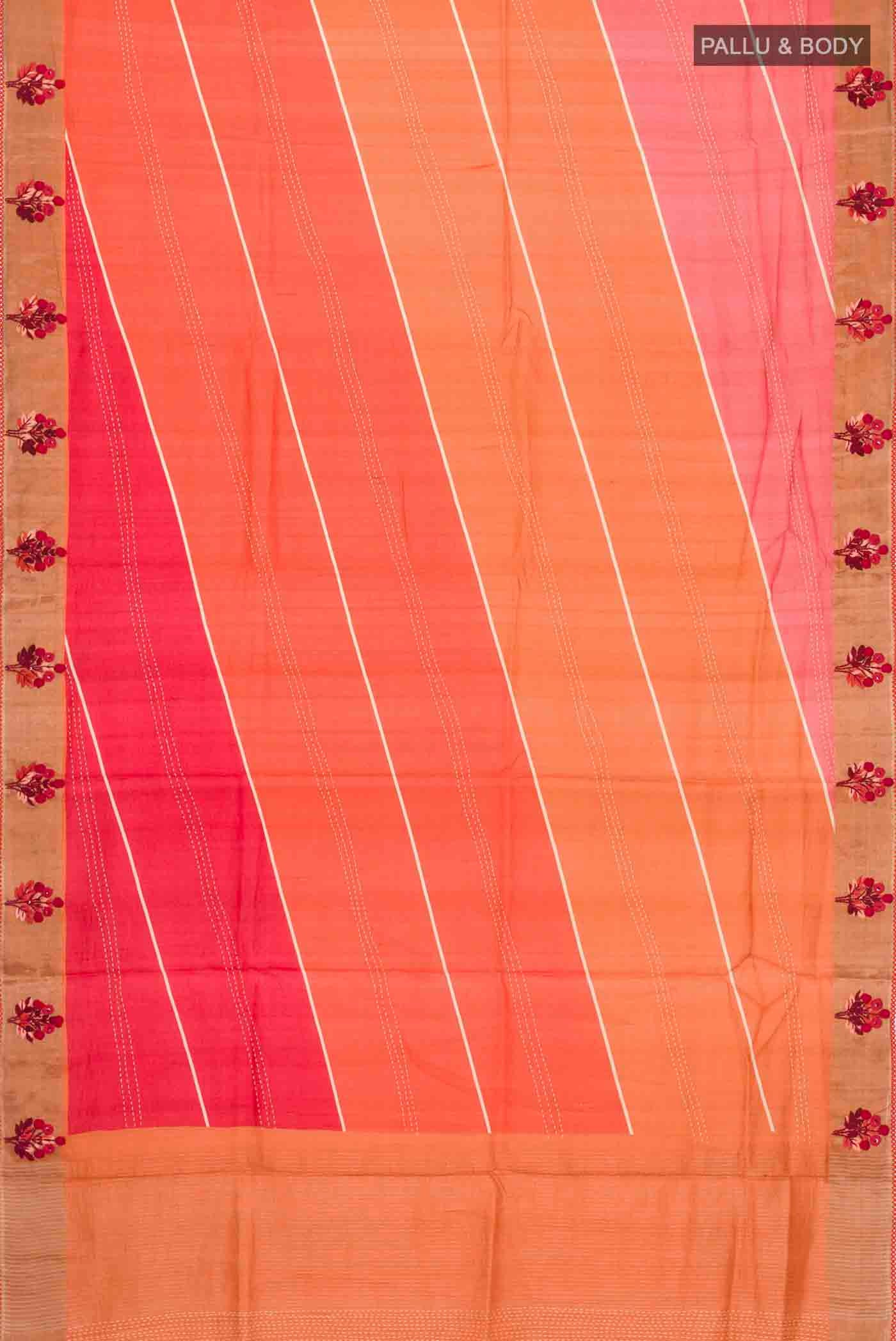 Multi Color Tussar Silk Saree - Image 6