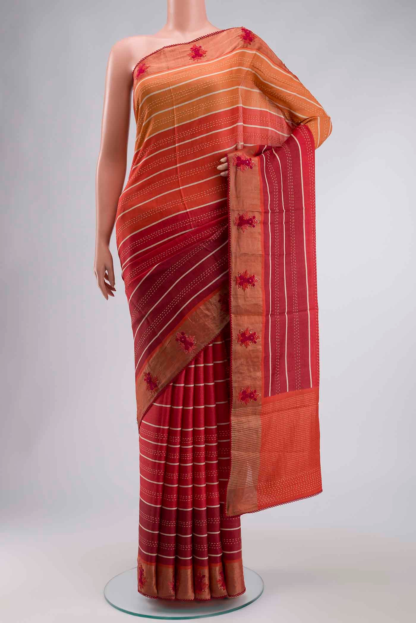 Multi Color Tussar Silk Saree