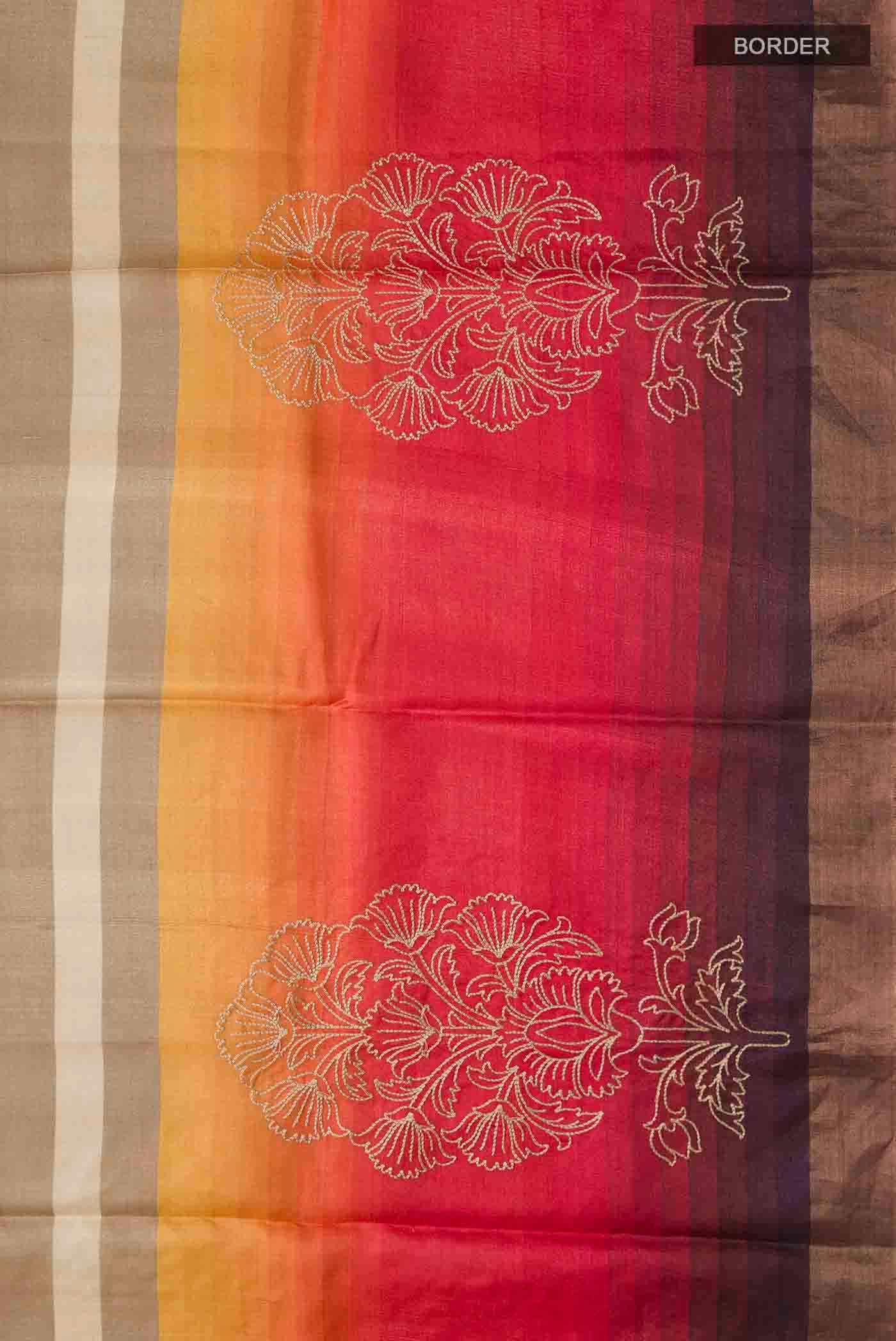 Multi Color Tussar Silk Saree - Image 3