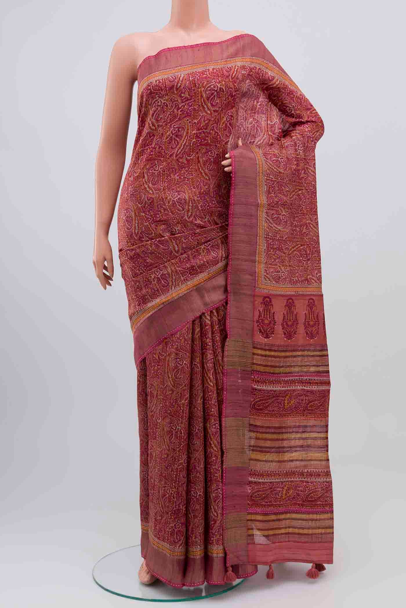 Mauve Tussar Silk Saree