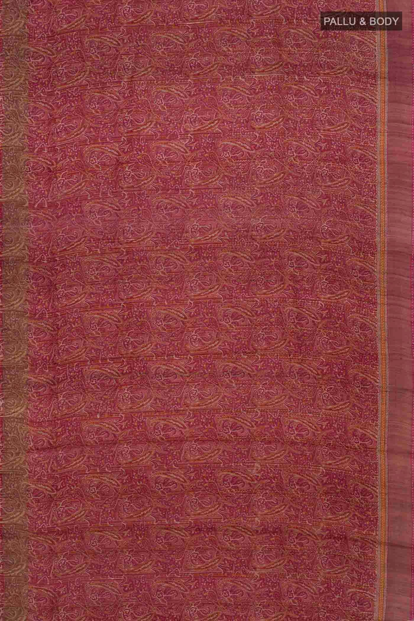 Mauve Tussar Silk Saree - Image 4