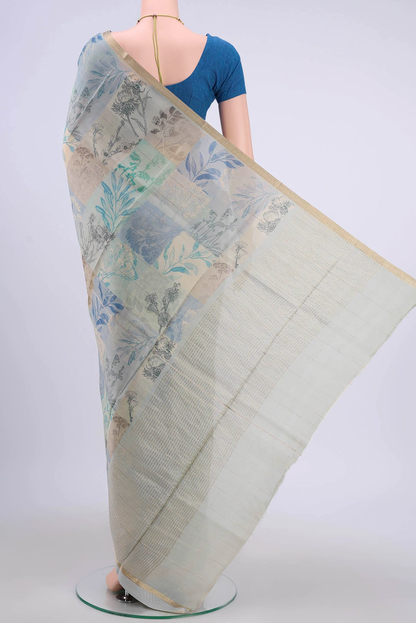 Multi Color Tussar Silk Saree - Image 3