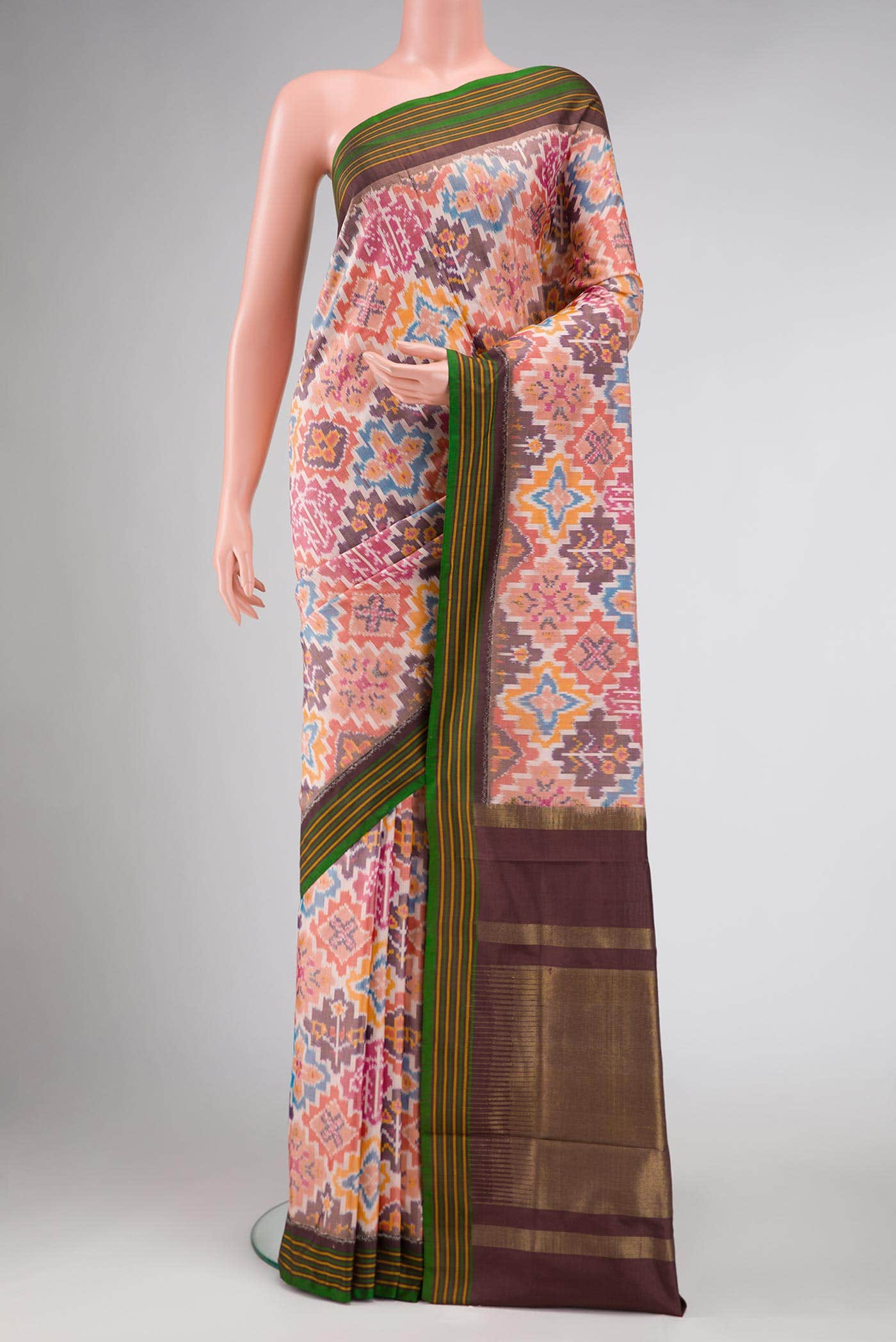 Multi Double Ikat Saree - Image 7