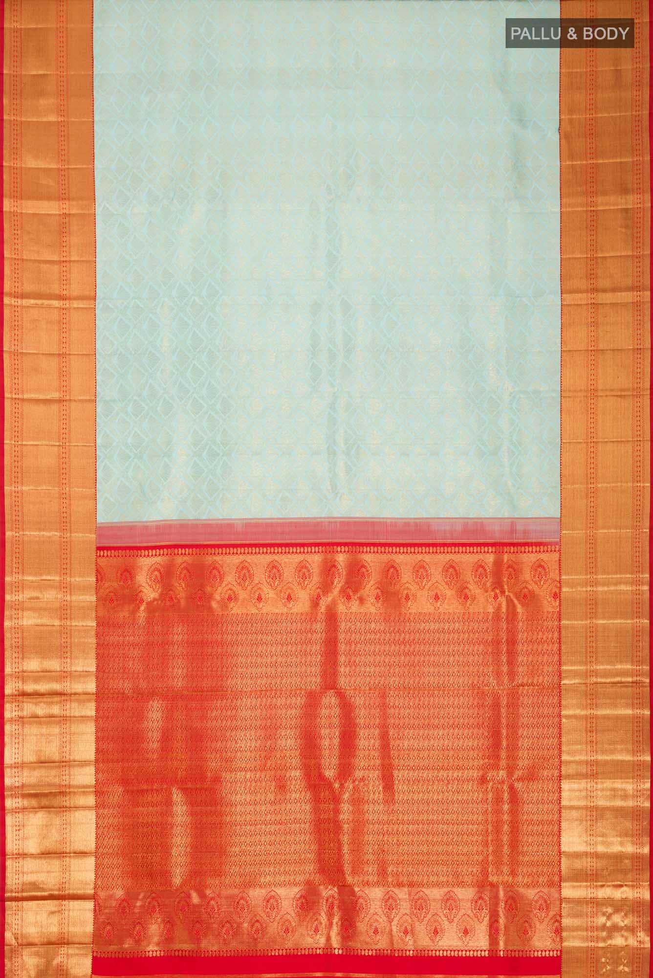 Light Blue Kanchipuram Silk Saree - Image 4