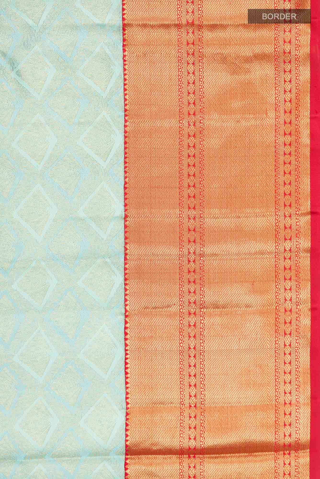 Light Blue Kanchipuram Silk Saree - Image 6