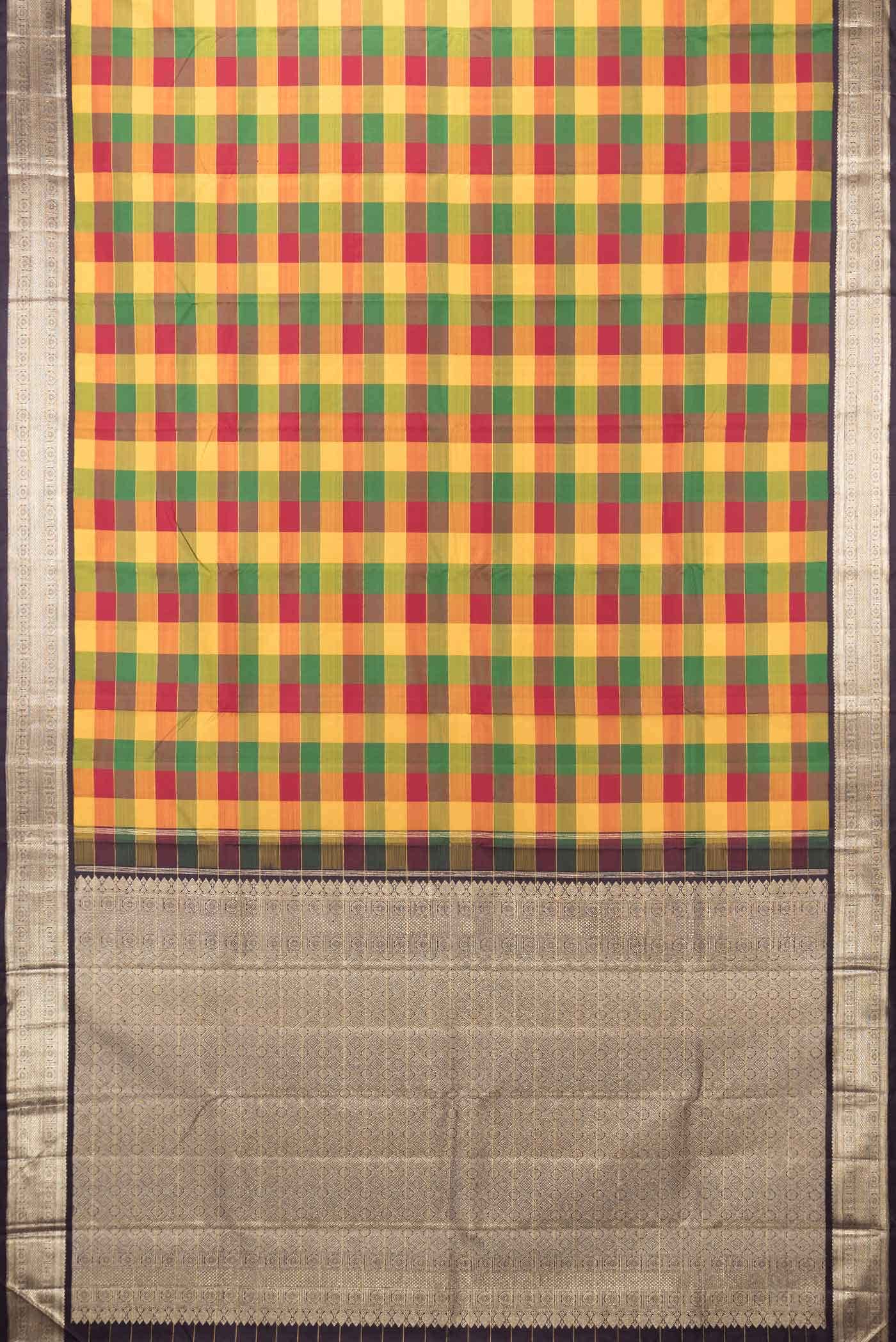 Pure Silk Pure Zari Multi Kanjivaram Saree - Image 4