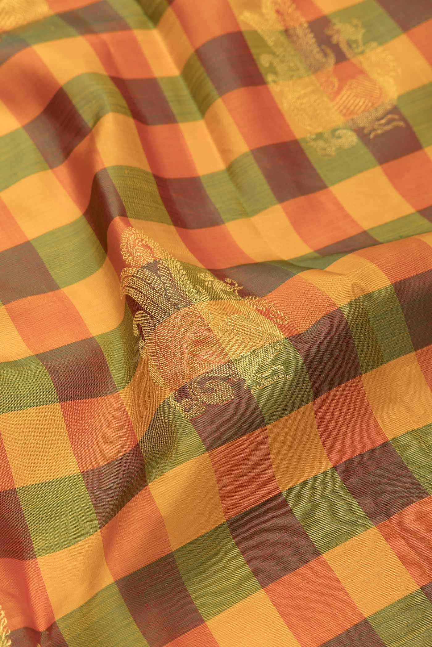 Pure Silk Pure Zari Multi Kanjivaram Saree - Image 3