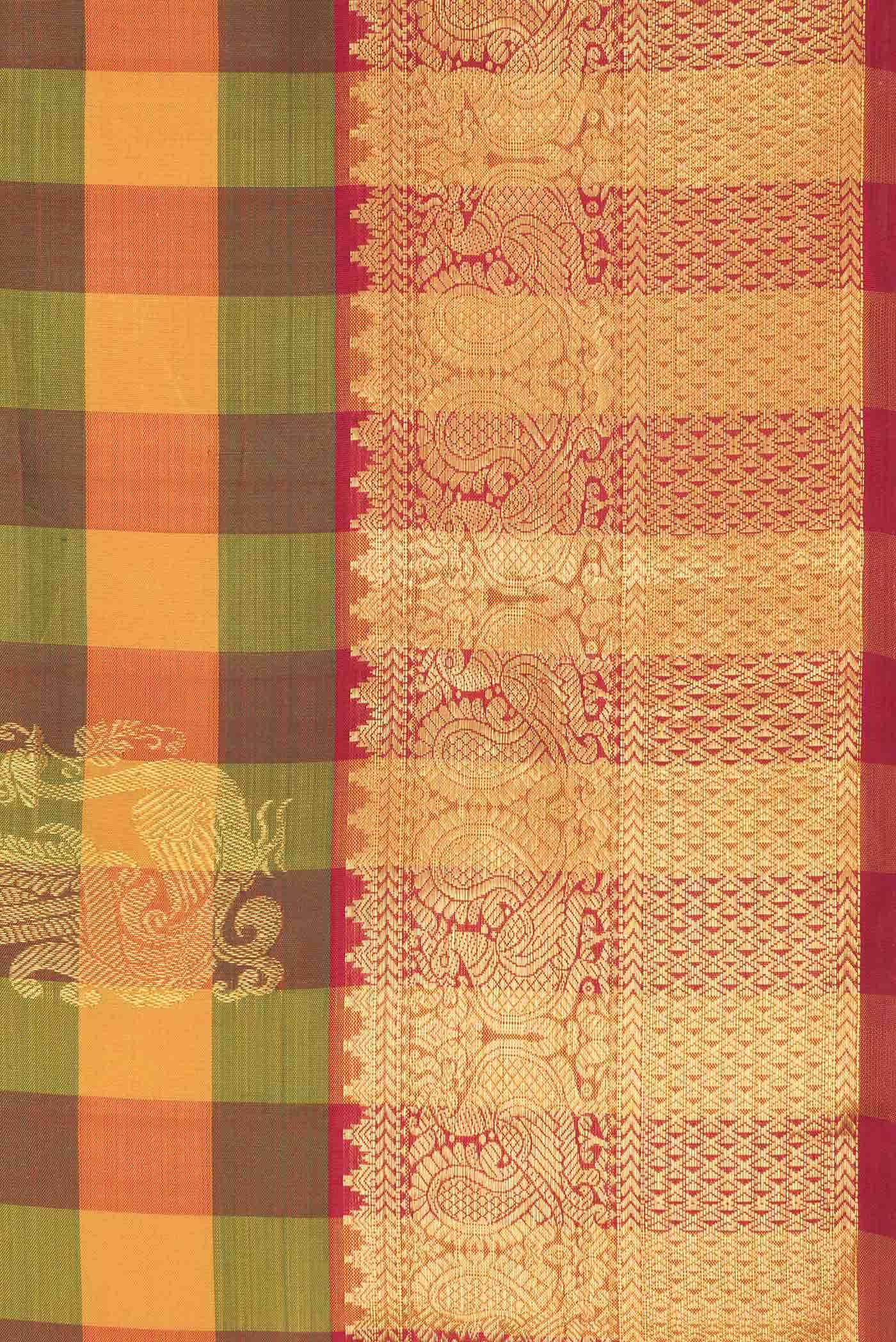 Pure Silk Pure Zari Multi Kanjivaram Saree - Image 5
