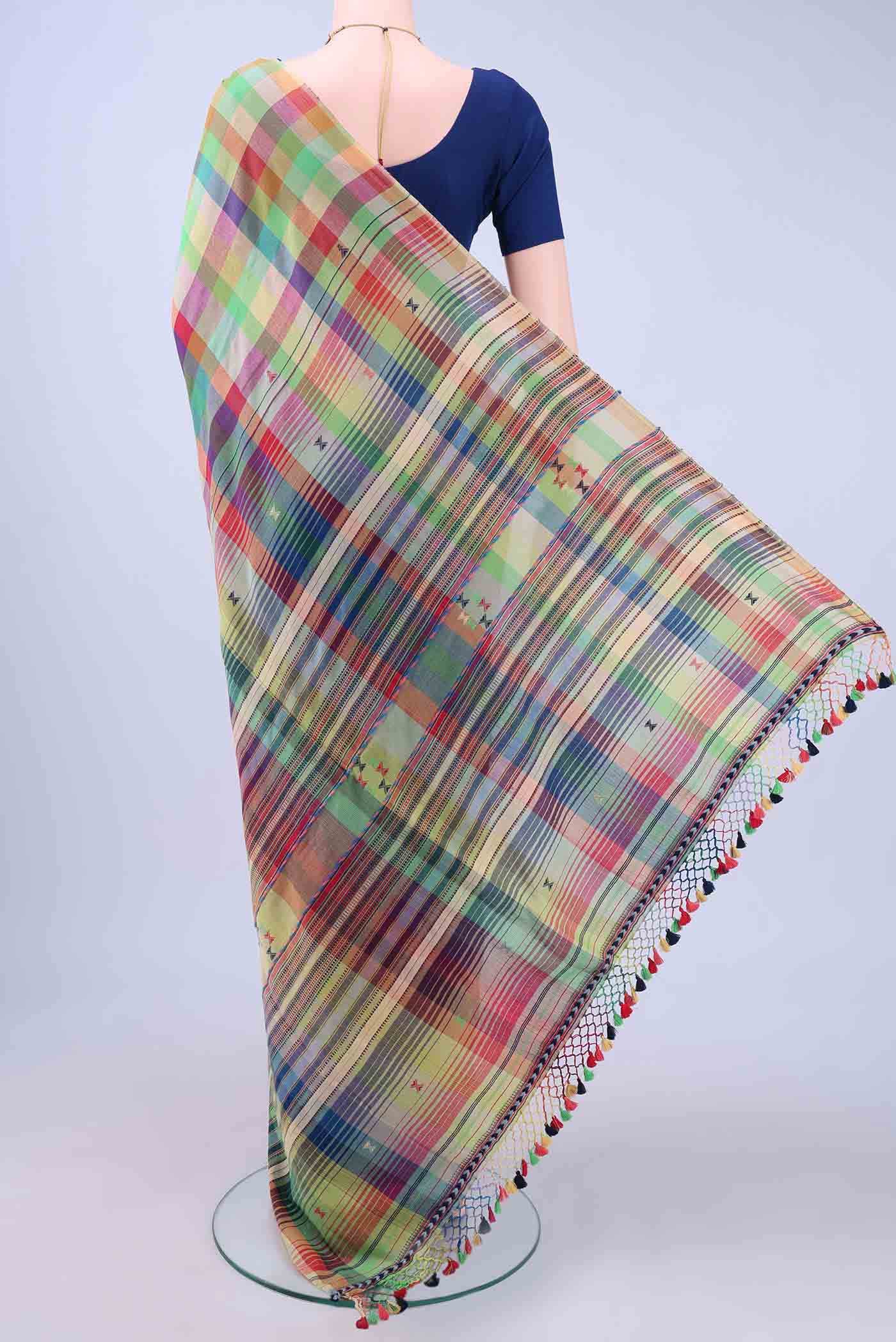 Multi Khadi Cotton Saree - Image 2