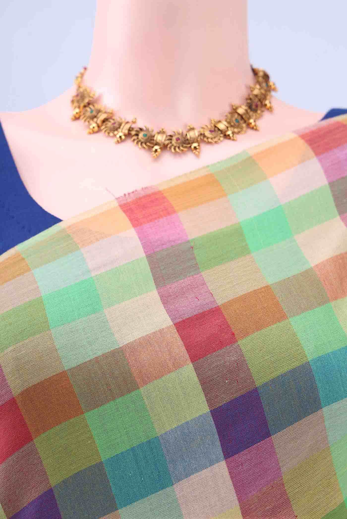 Multi Khadi Cotton Saree - Image 3