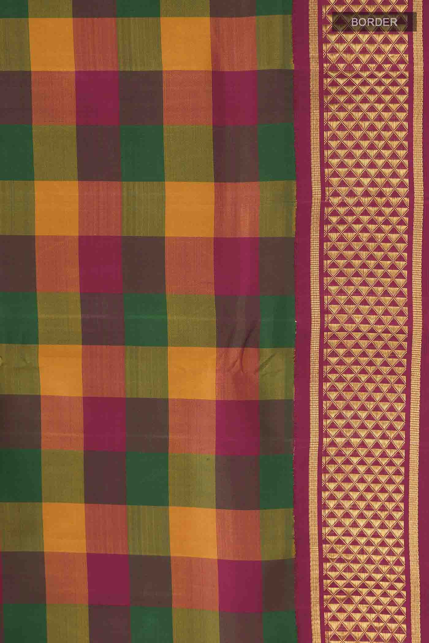 Multicolor Kanchipuram Silk Nine Yards Saree - Image 3