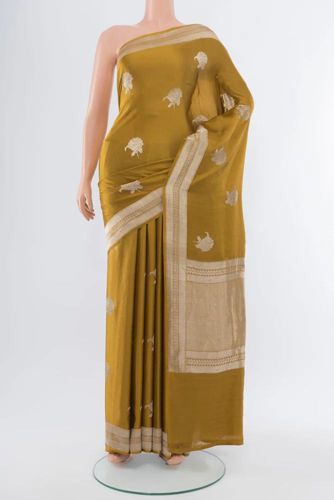 Mustard Banarasi Silk Saree