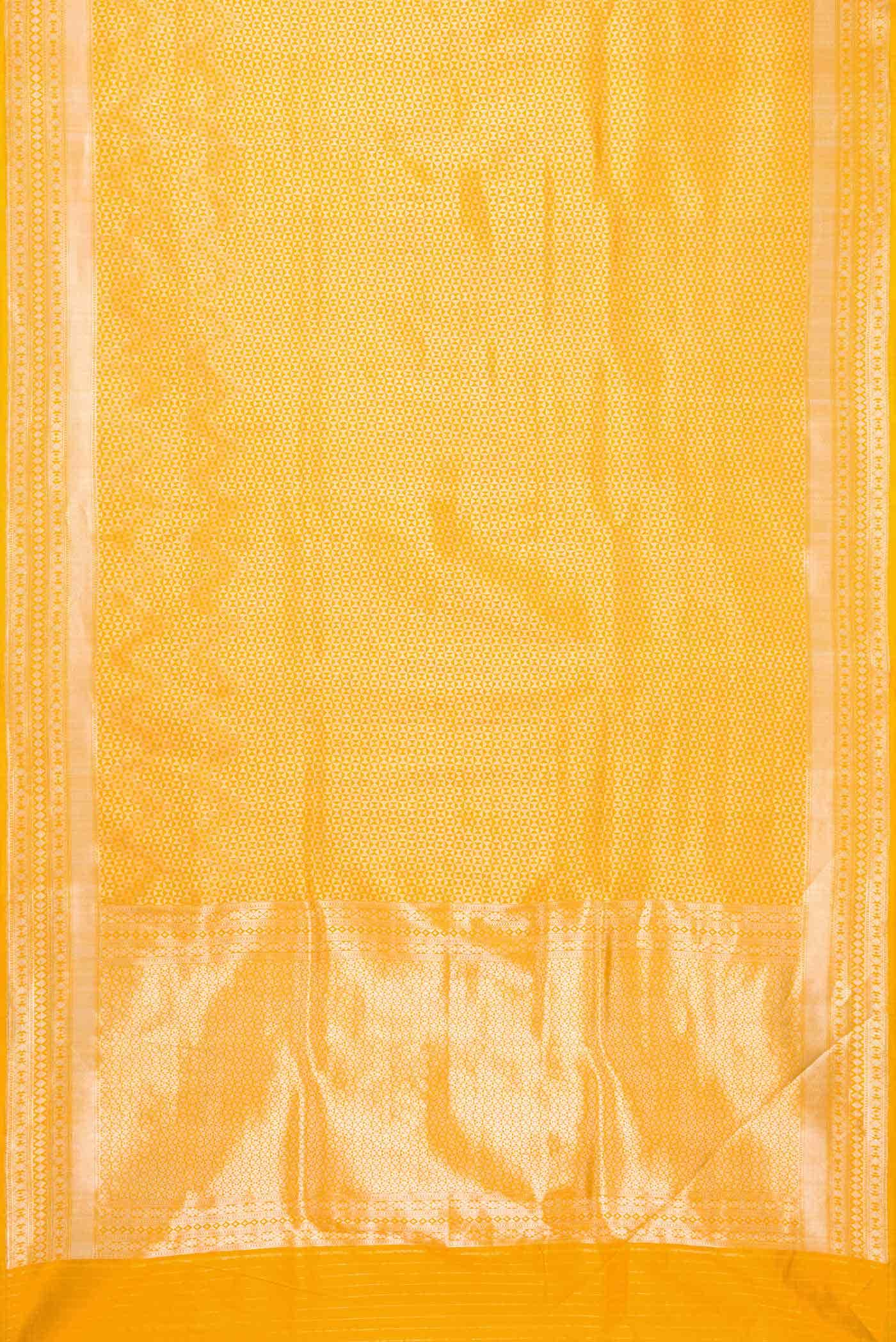 Yellow Banarasi Silk Saree - Image 10