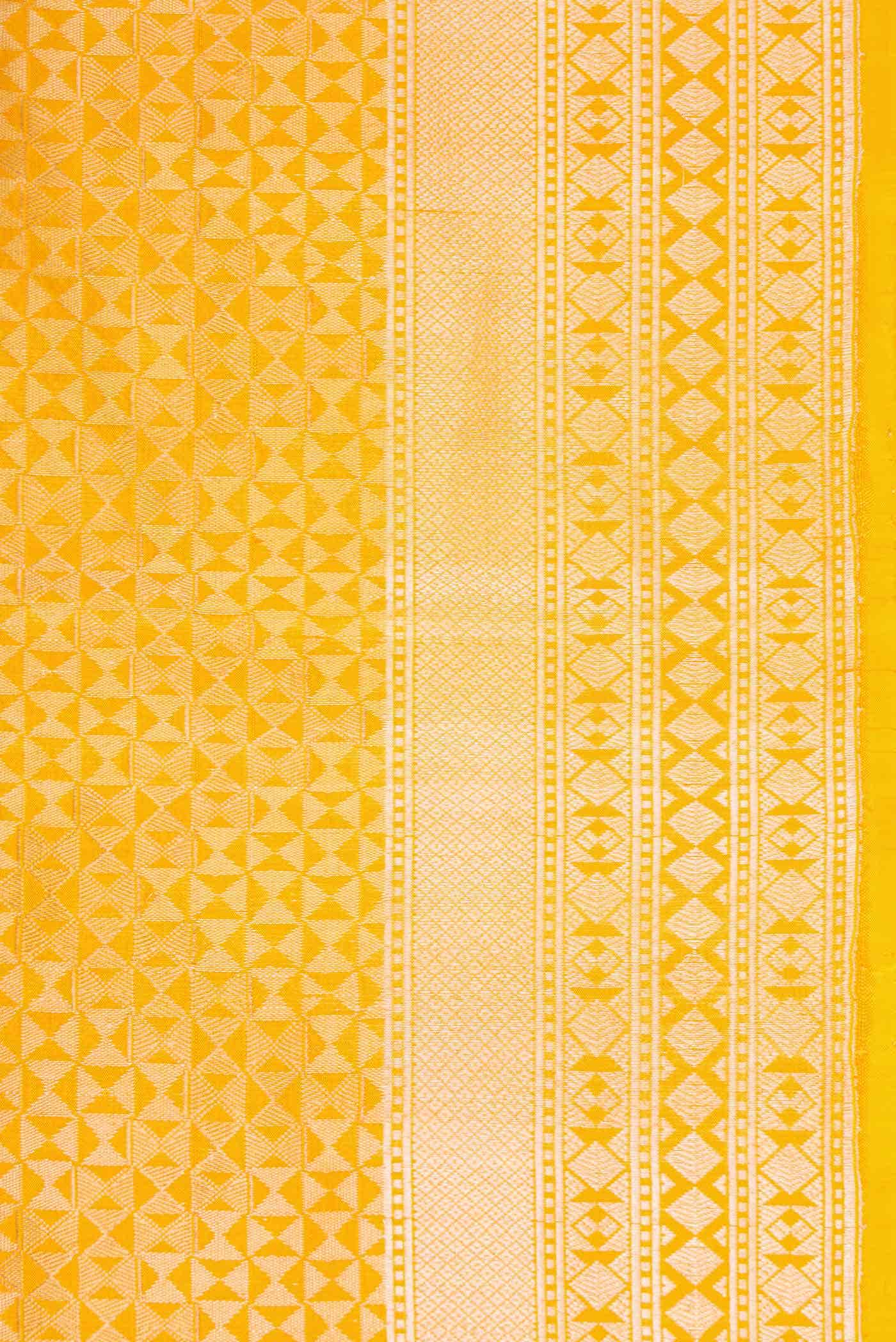 Yellow Banarasi Silk Saree - Image 11