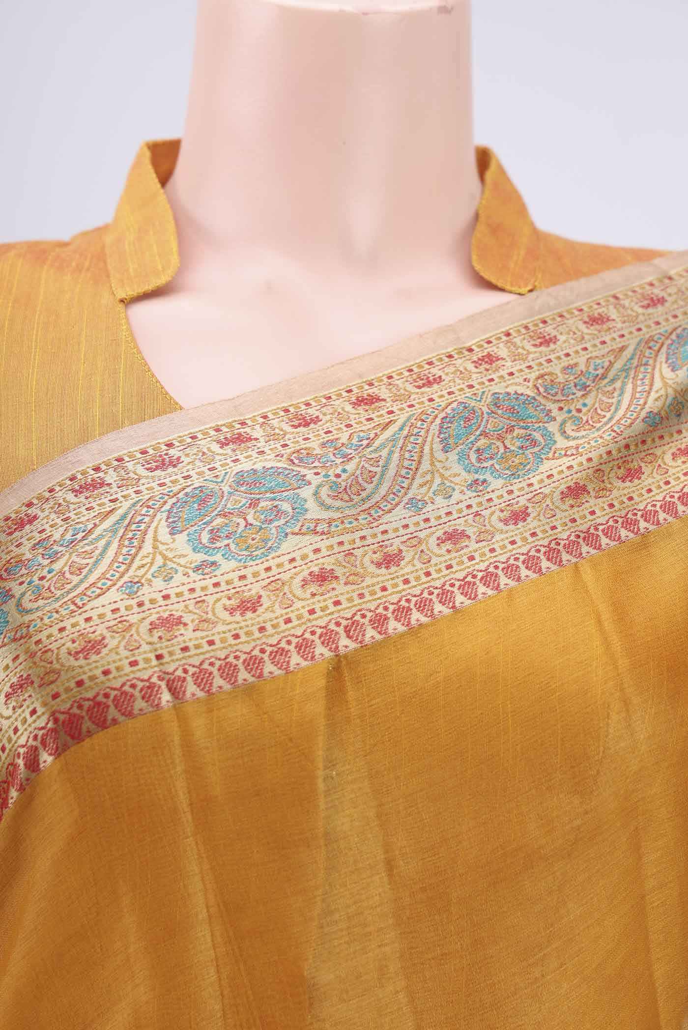 Mustard Banarasi Tussar Silk Saree - Image 2