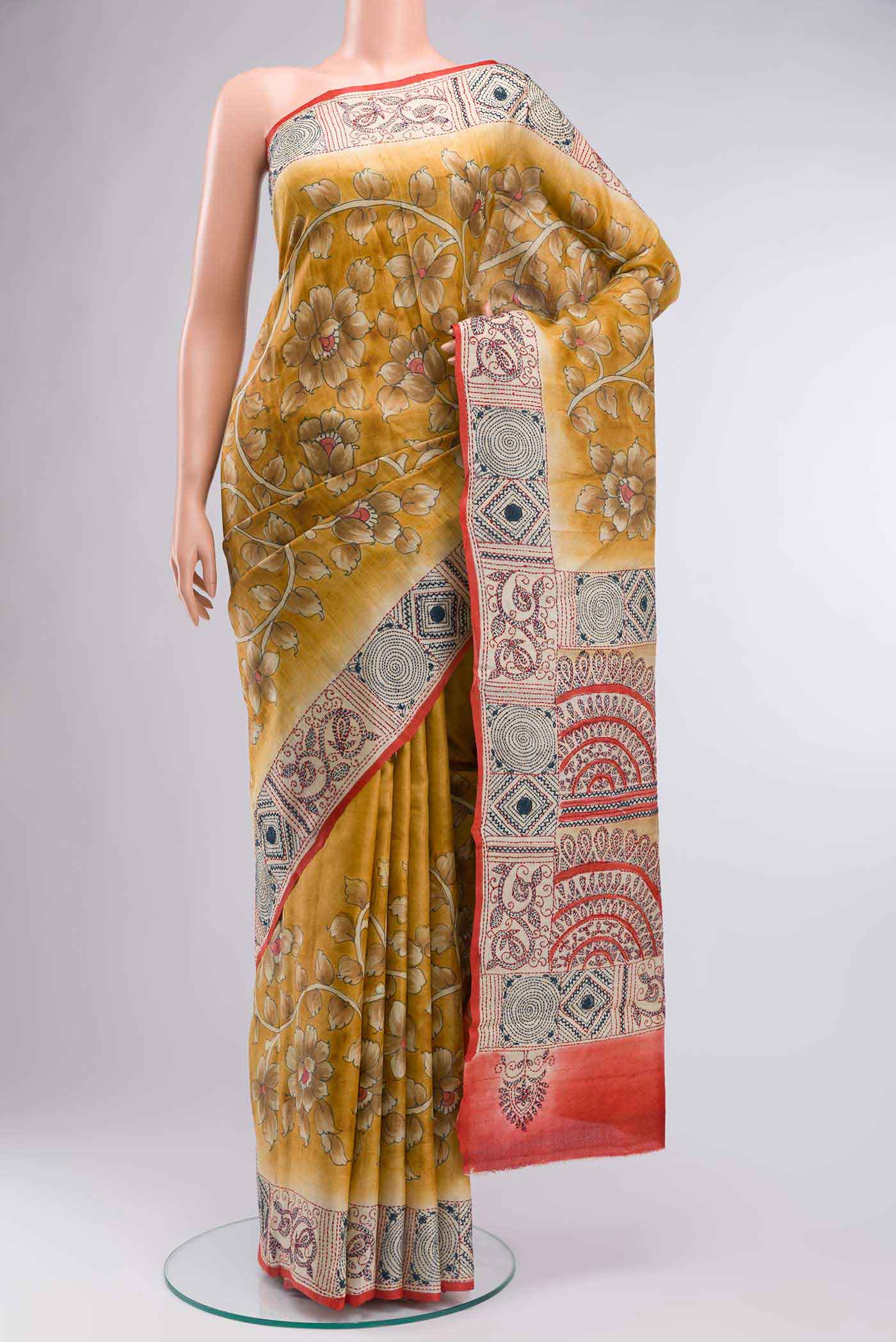 Mustard Bhagalpuri Tussar Silk Saree
