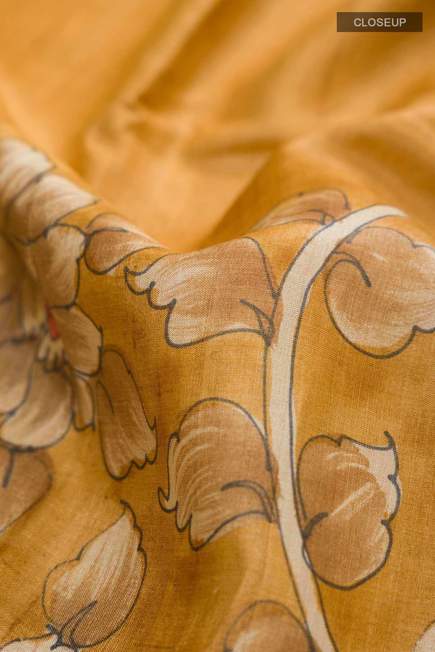 Mustard Bhagalpuri Tussar Silk Saree - Image 2