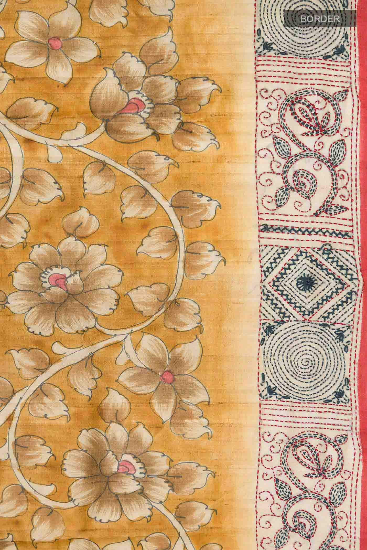 Mustard Bhagalpuri Tussar Silk Saree - Image 3