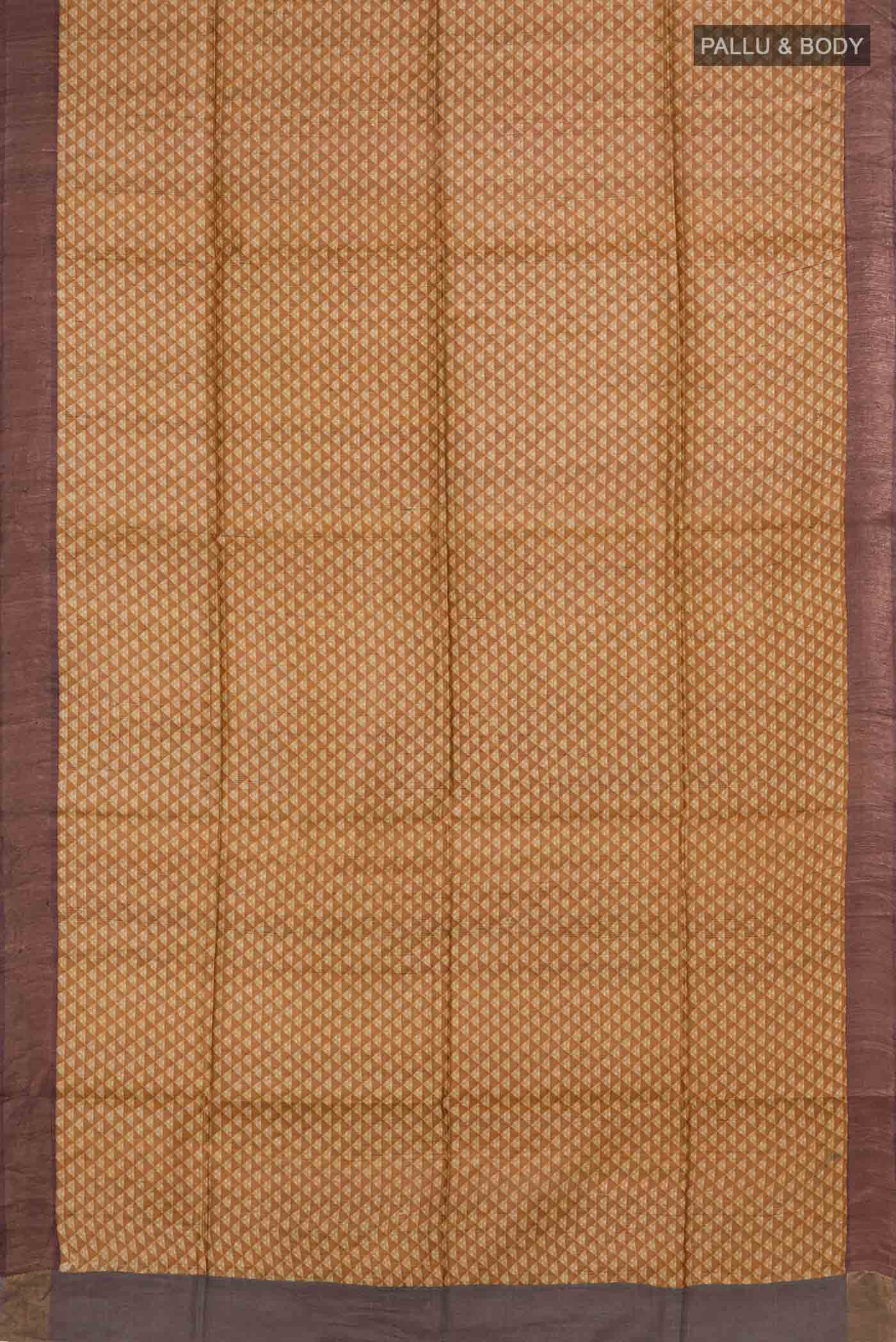 Mustard Bhagalpuri Tussar Silk Saree - Image 4