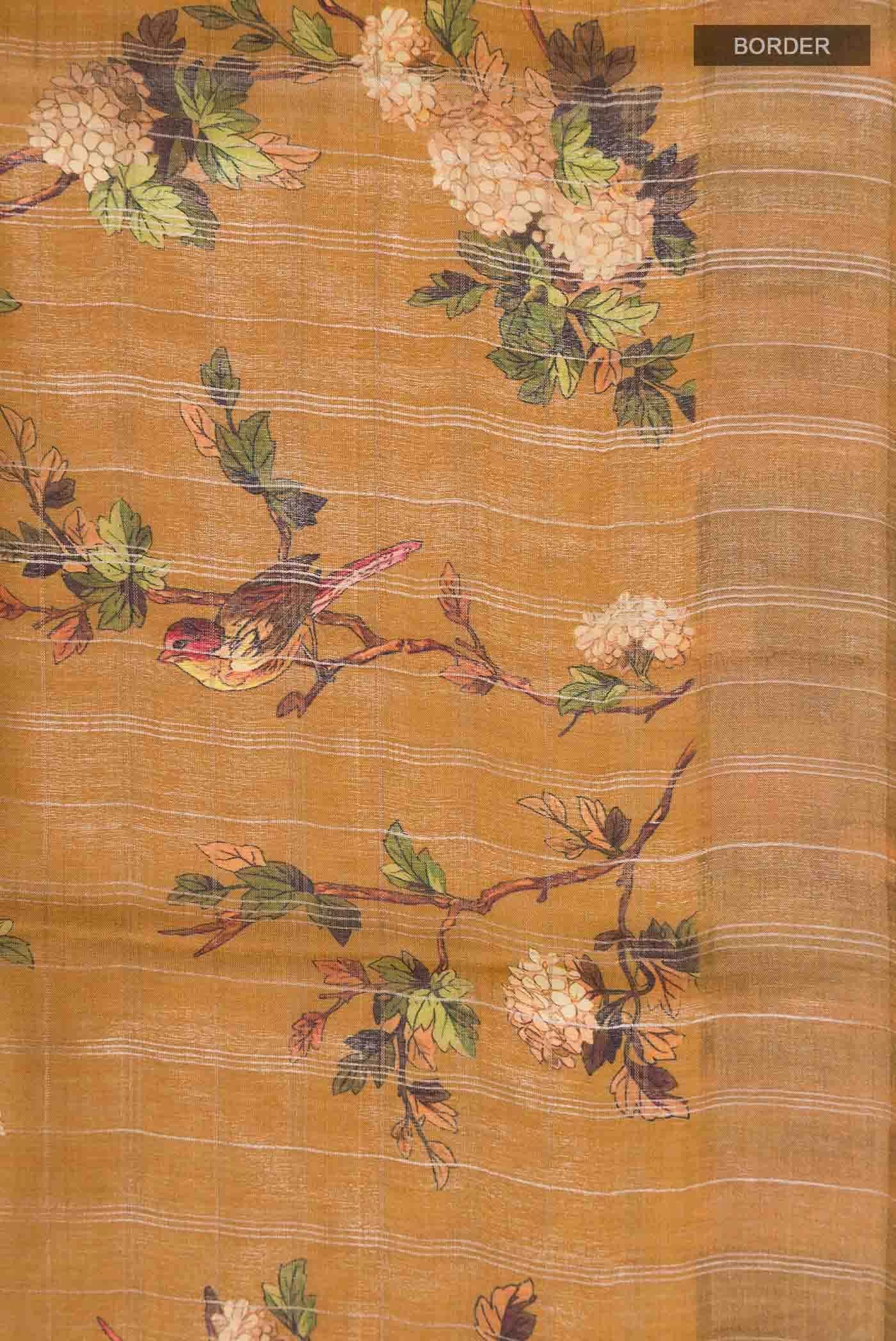 Mustard Bhagalpuri Tussar Silk Saree - Image 4