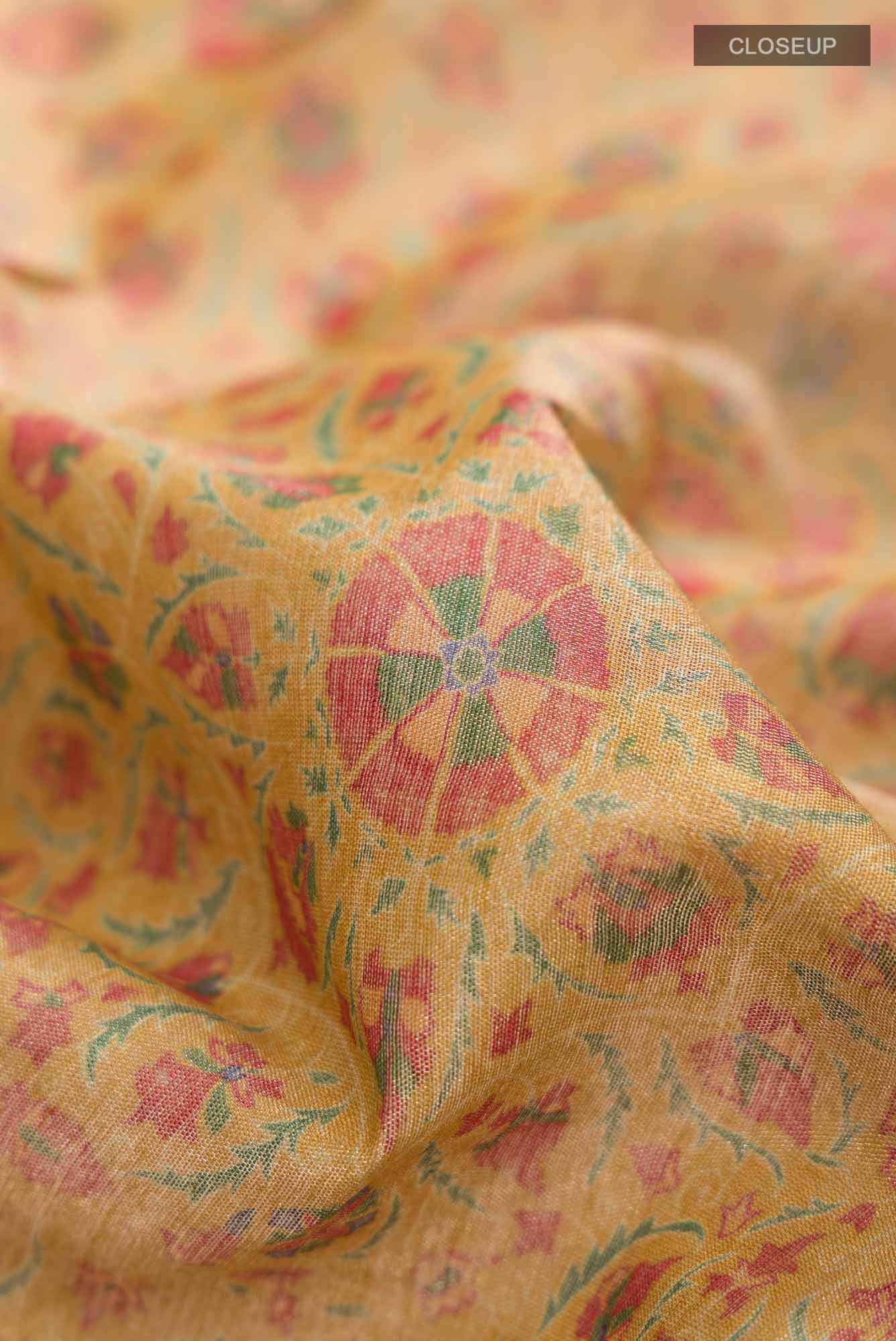 Mustard Bhagalpuri Tussar Silk Saree - Image 2