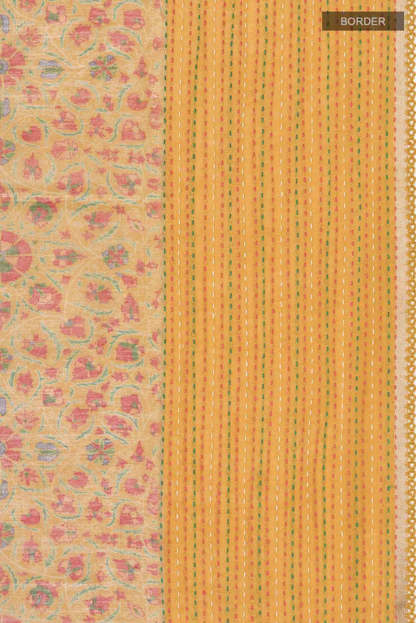 Mustard Bhagalpuri Tussar Silk Saree - Image 4