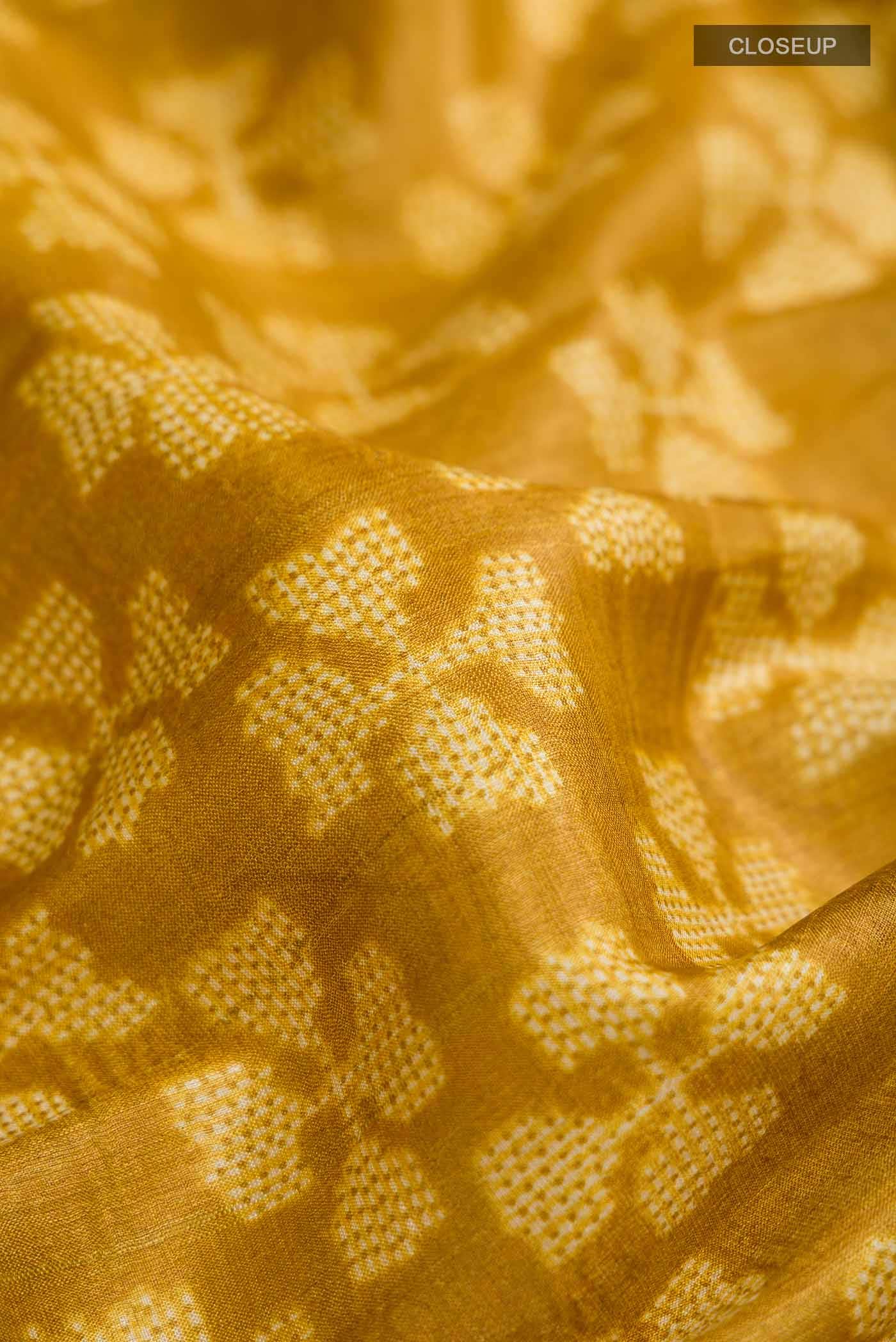Mustard Bhagalpuri Tussar Silk Saree - Image 2
